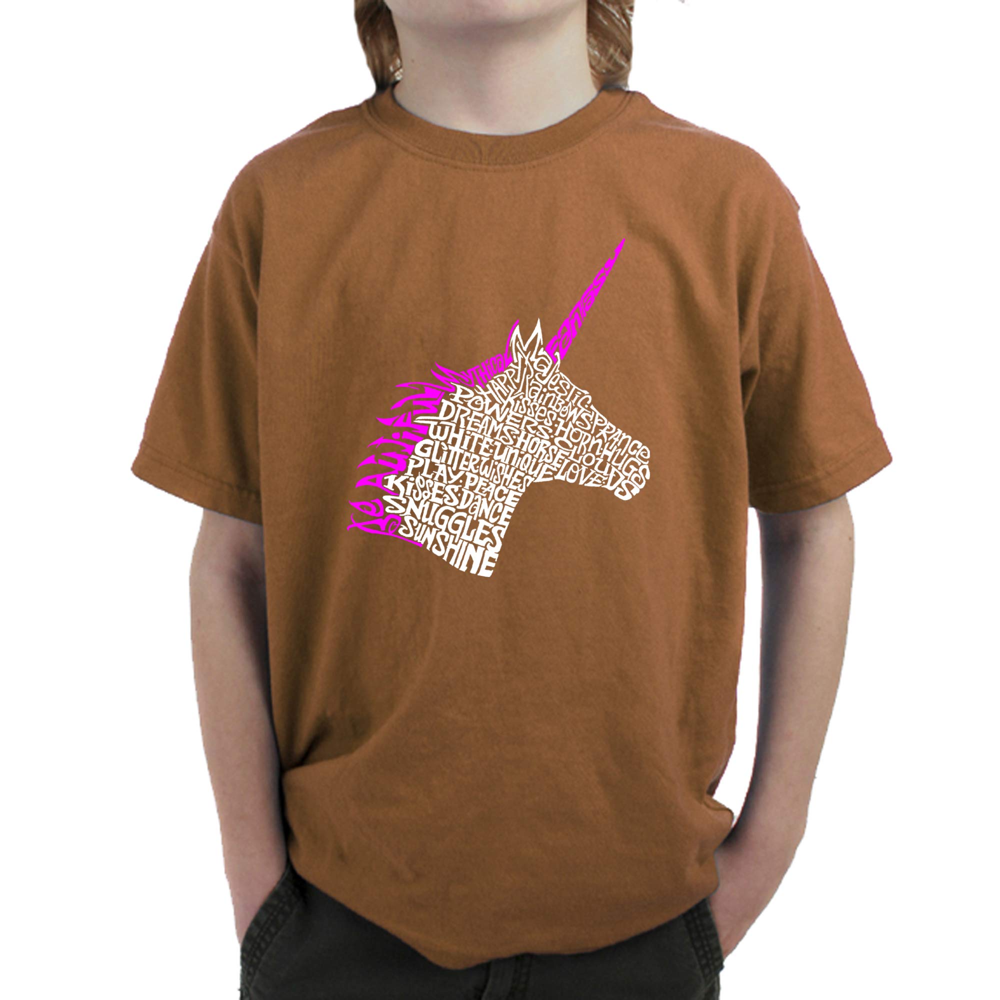 LA Pop Art Boy's Word Art Graphic T-Shirt - Unicorn Design | Trendy Streetwear for Kids & Teens | Perfect for Casual Wear, Birthday Gifts & School Outfits