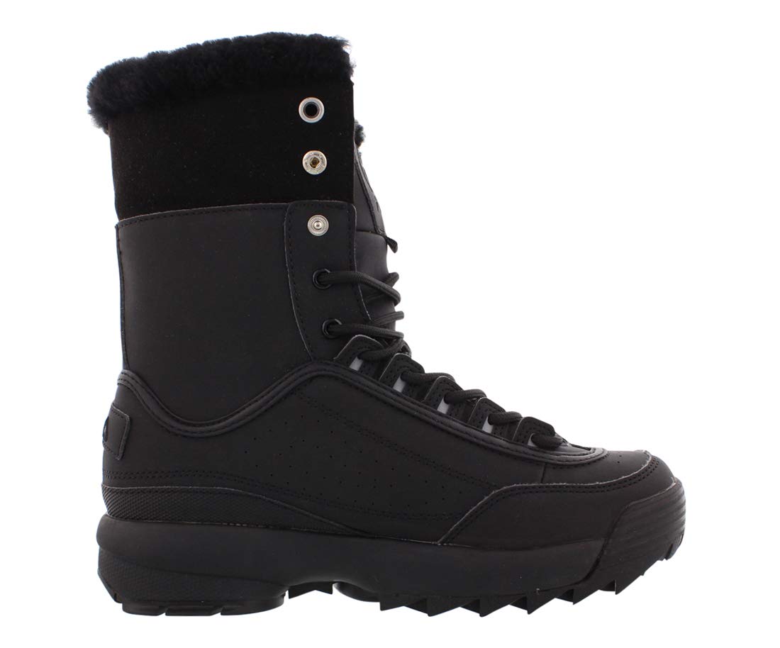 Fila Women's Disruptor Shearling Boots - Black Winter Snow Boots for Women, Comfortable & Warm Fashion Boots for Cold Weather, Hiking, Walking & Outdoor Activities (Size 6.5)