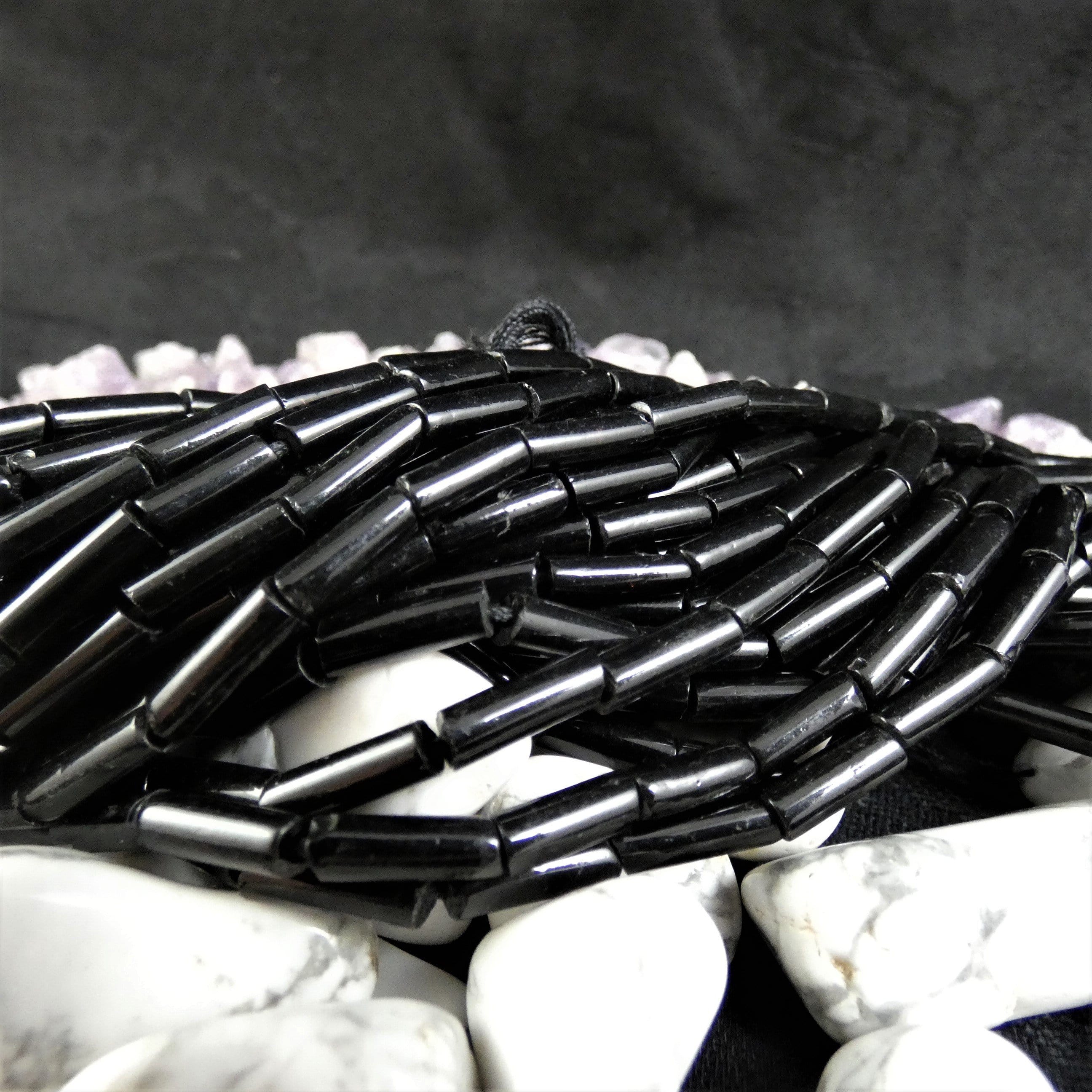 Premium Black Glass Bead Strands (Tube) - 12 Inch DIY Jewelry Making Supplies for Necklaces, Bracelets & Crafts - Perfect for Beading, Home Decor & Gift Projects