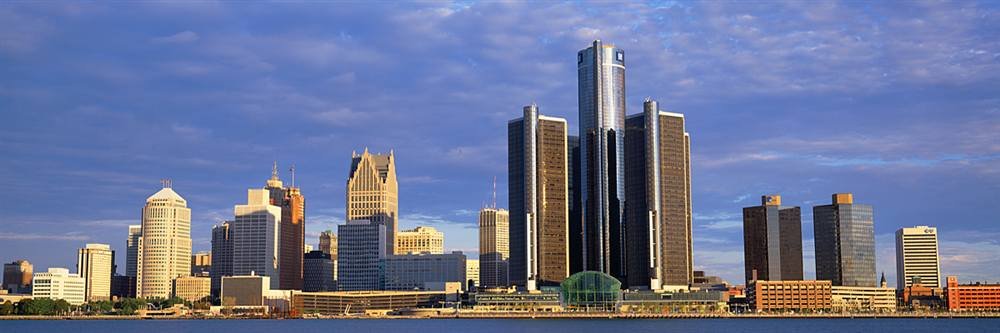 Detroit Waterfront Skyline Peel and Stick Wall Mural - 84