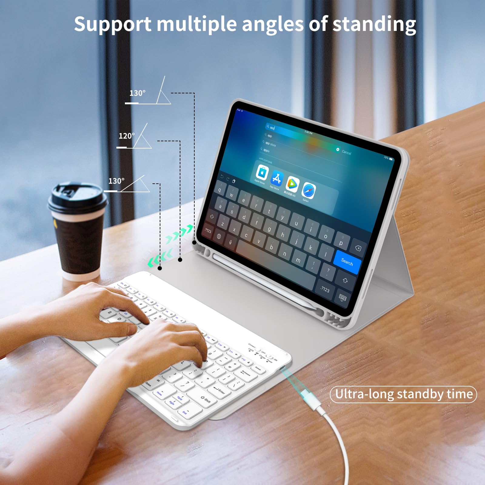 Kenke iPad Air 6th/5th/4th Gen Case with Bluetooth Keyboard (2024/2022/2020 11 & 10.9 Inch) - Detachable Wireless, Ultra Thin & Light, Left Side Pencil Holder, Auto Wake/Sleep - Perfect for Work, Study & Travel (Gray)