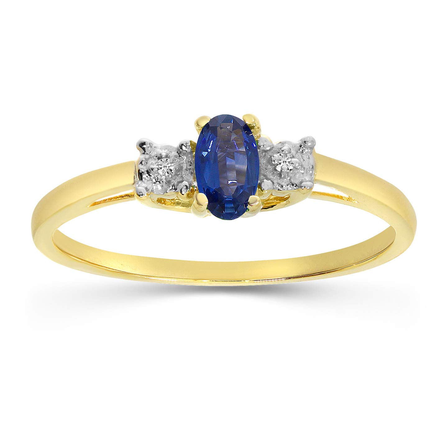 10K Yellow Gold Genuine Birthstone Solitaire Oval Gemstone & Diamond Engagement Ring for Women - Perfect Wedding, Anniversary & Proposal Jewelry Gift