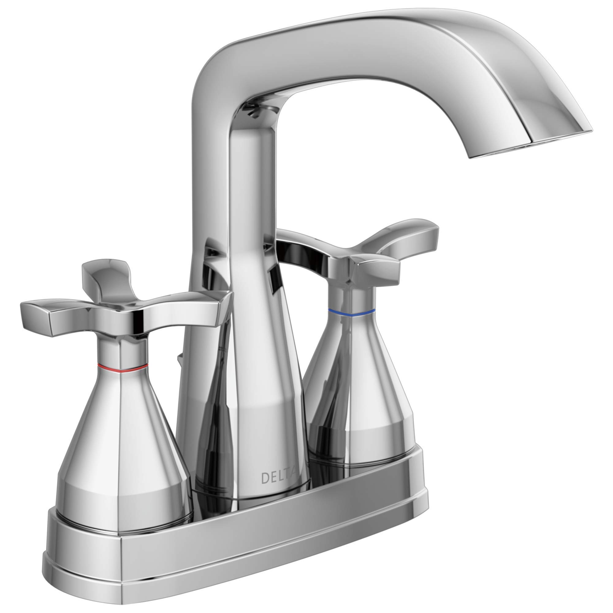Delta Stryke Centerset Bathroom Faucet in Chrome - 2-Handle Bathroom Sink Faucet with Cross Handles, Diamond Seal Technology & Metal Drain Assembly (Model 257766-MPU-DST) - Perfect for Modern Bathroom Renovations and Guest Bathrooms