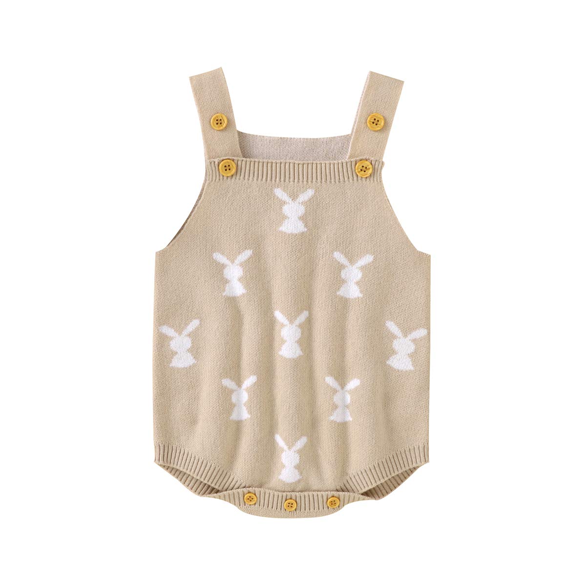 MoZiKQin Baby Girl & Boy Easter Bunny Romper - Sleeveless Knitted Bodysuit Jumpsuit for 1st Easter Outfit | Cute Newborn & Infant Easter Clothes | Perfect for Easter Photos, Church, Family Gatherings & Spring Celebrations