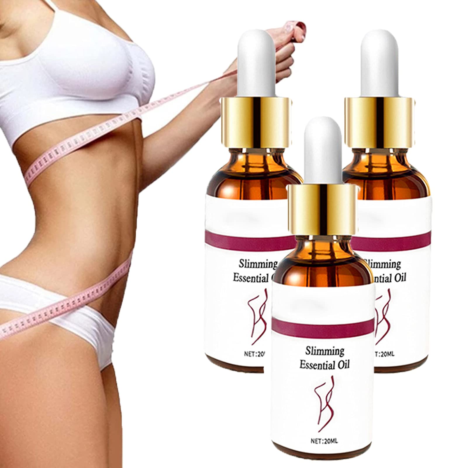Belly Slimming Massage Oil - Fat Burning & Cellulite Treatment for Thighs & Butt - Firming Essential Oil for Body Shaping (3 Pack) | Postpartum Recovery & Workout Enhancer