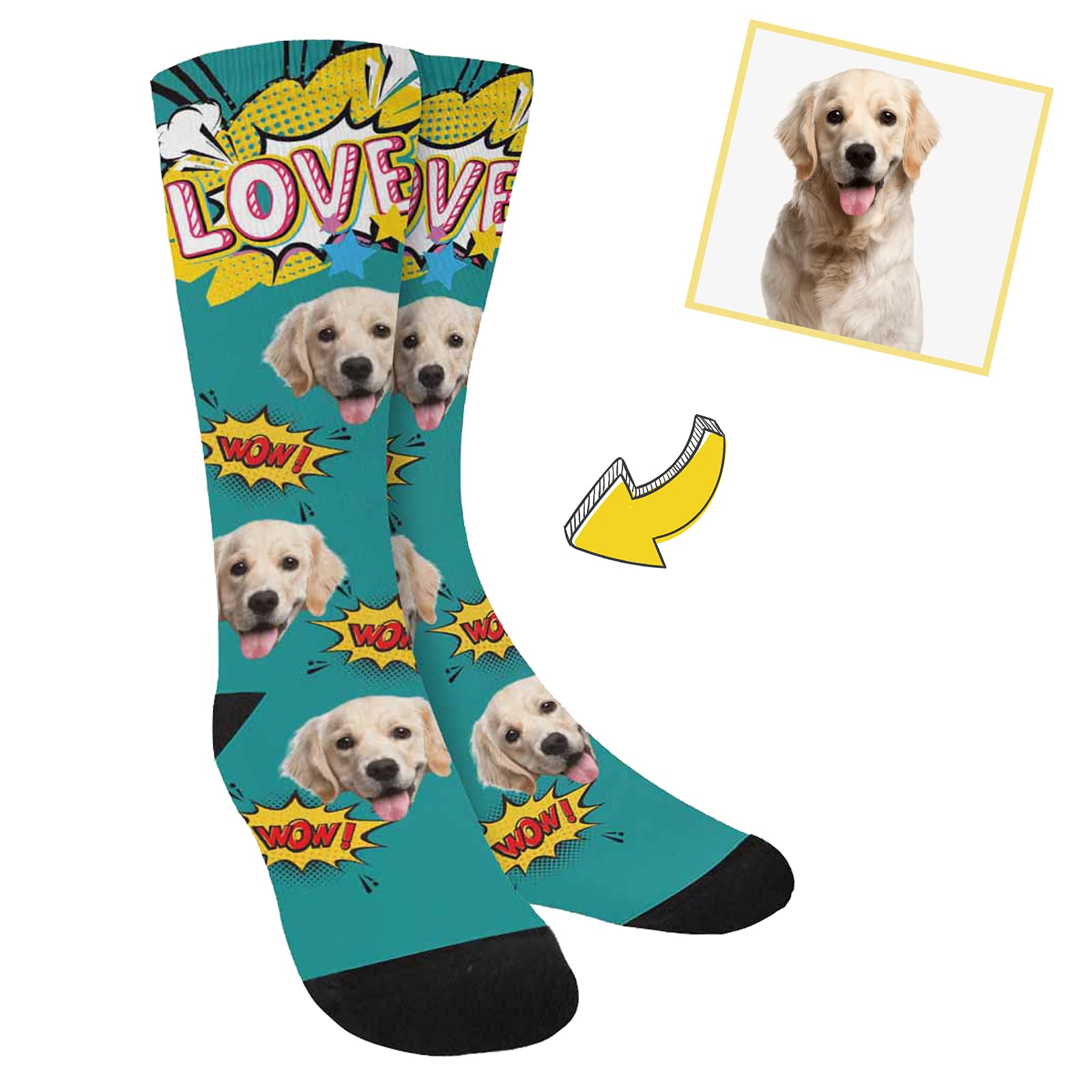 Custom Pop Art Socks with Faces - Personalized Unisex Crew Socks for Men & Women - Unique Birthday & Christmas Gifts - Perfect for Parties, Cosplay & Funny Outfits