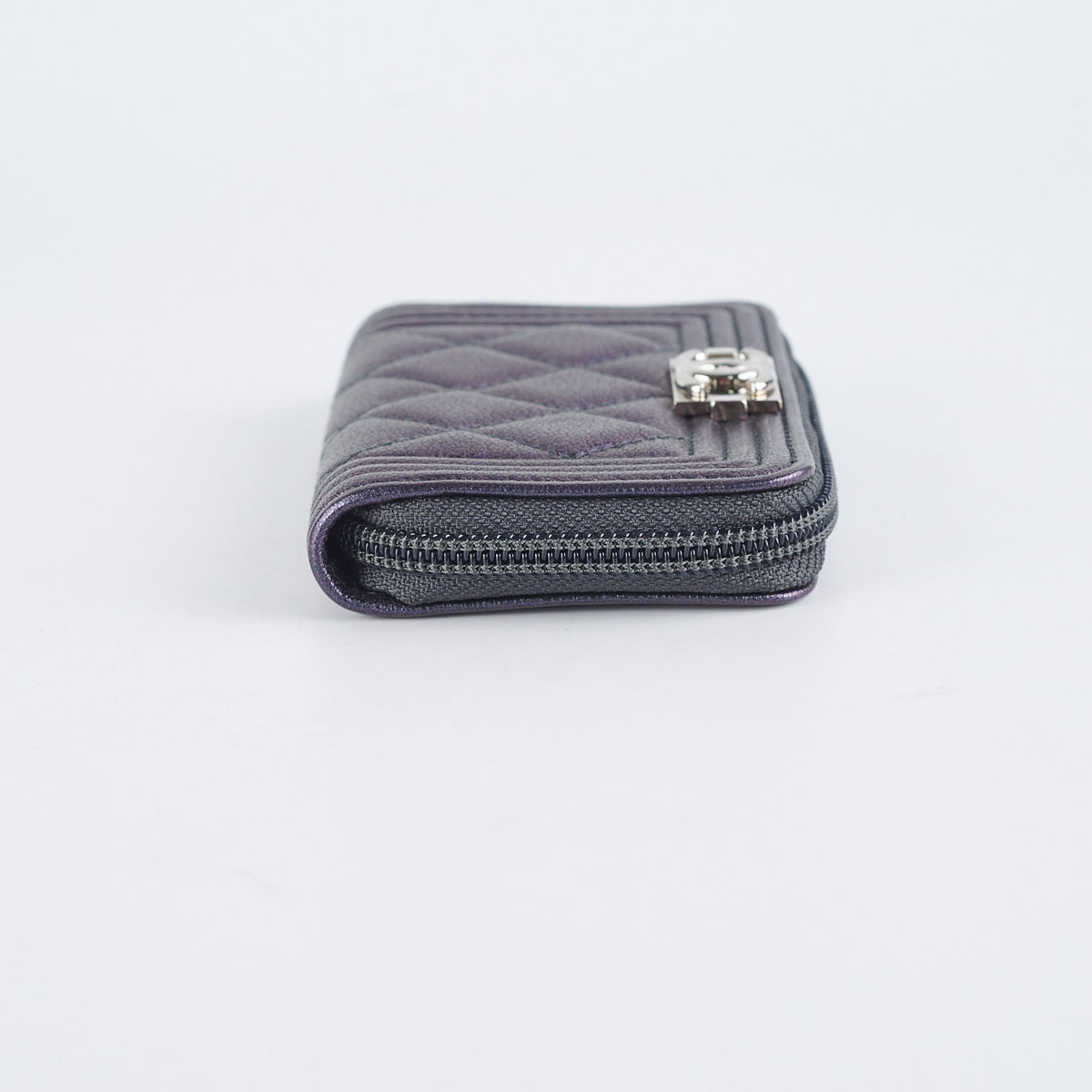 Chanel Boy Zip Coin Purse in Iridescent Purple - Luxury Small Leather Wallet for Women, Perfect for Parties, Travel & Everyday Use