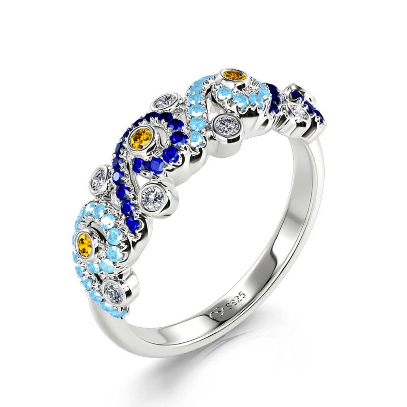 Jeulia Promise Engagement Ring - The Starry Night Round Cut CZ Sterling Silver Diamond Fashion Wedding Bridal Ring Set for Women - Valentine's Day, Anniversary, Proposal Gift with Jewelry Box - Perfect for Romantic Occasions & Special Moments