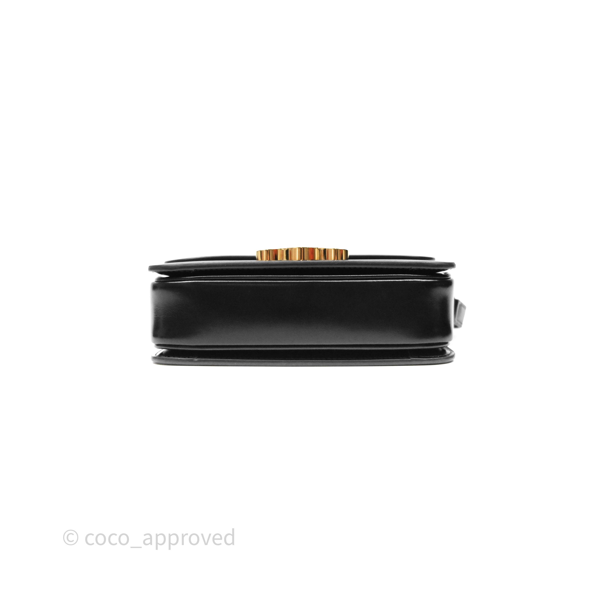 Celine Teen Triomphe Bag in Shiny Black Calfskin Leather - Luxury Crossbody Purse for Women, Perfect for Date Night & Evening Events