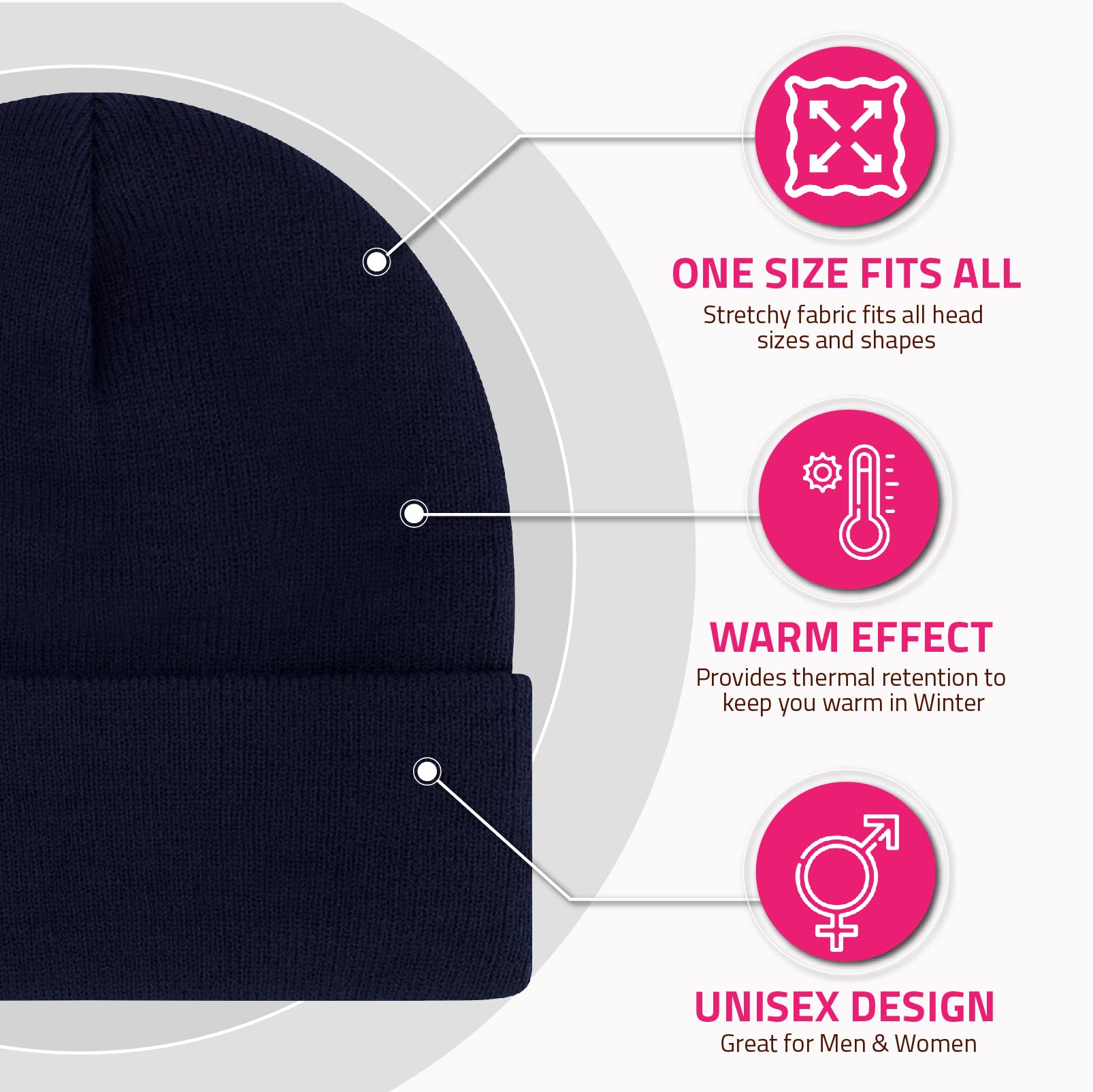 Personalized Beanie Hats for Men & Women - Warm Thick Acrylic Thermal Knit Skull Cap - Unisex Winter Beanie for Cold Weather - Perfect for Skiing, Snowboarding & Outdoor Activities