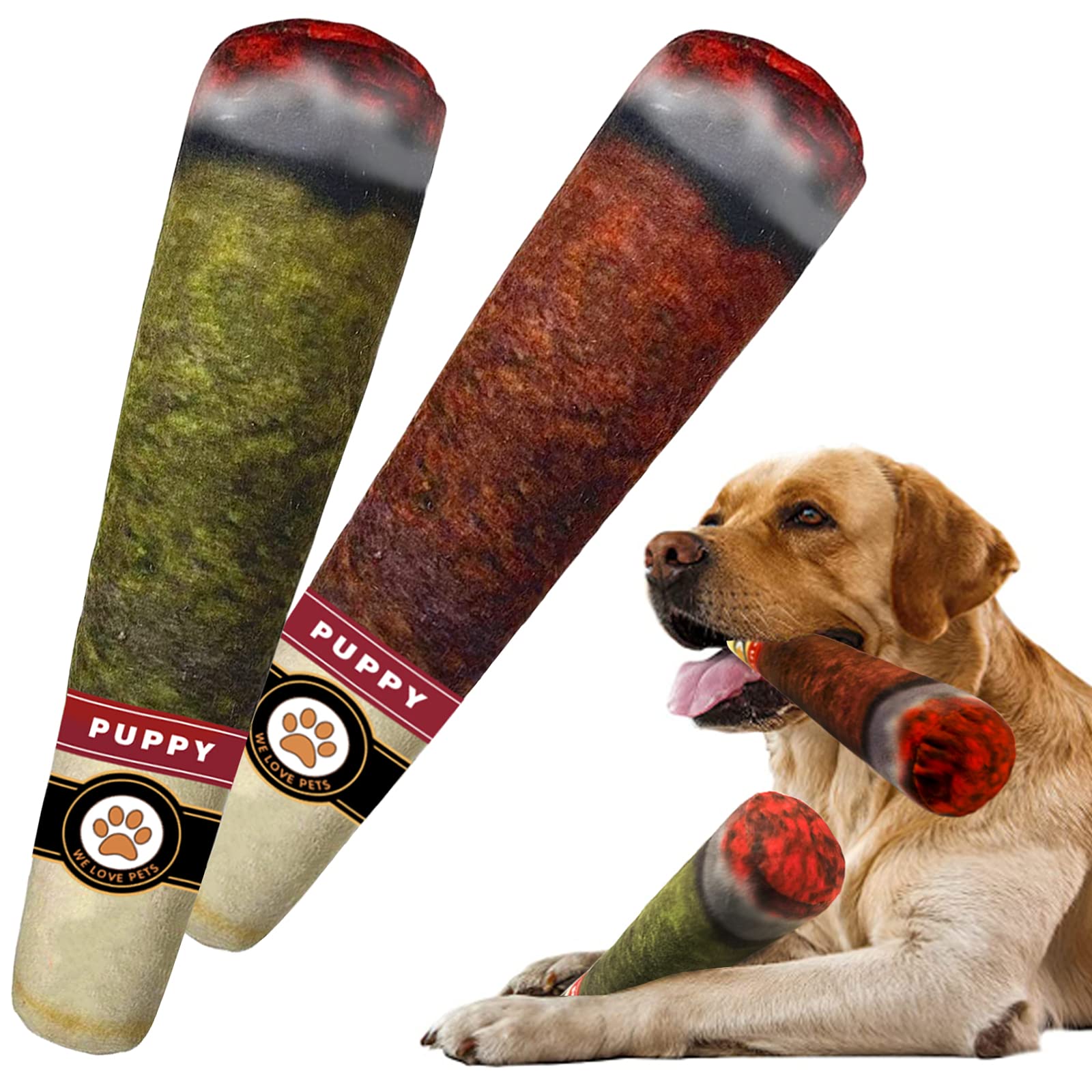 2 Pack Funny Squeaky Plush Dog Toys - Cute Stuffed Animal Chew Toys for Small, Medium & Large Dogs - Perfect Christmas & Birthday Gifts for Puppies - Great for Playtime, Training & Cuddling