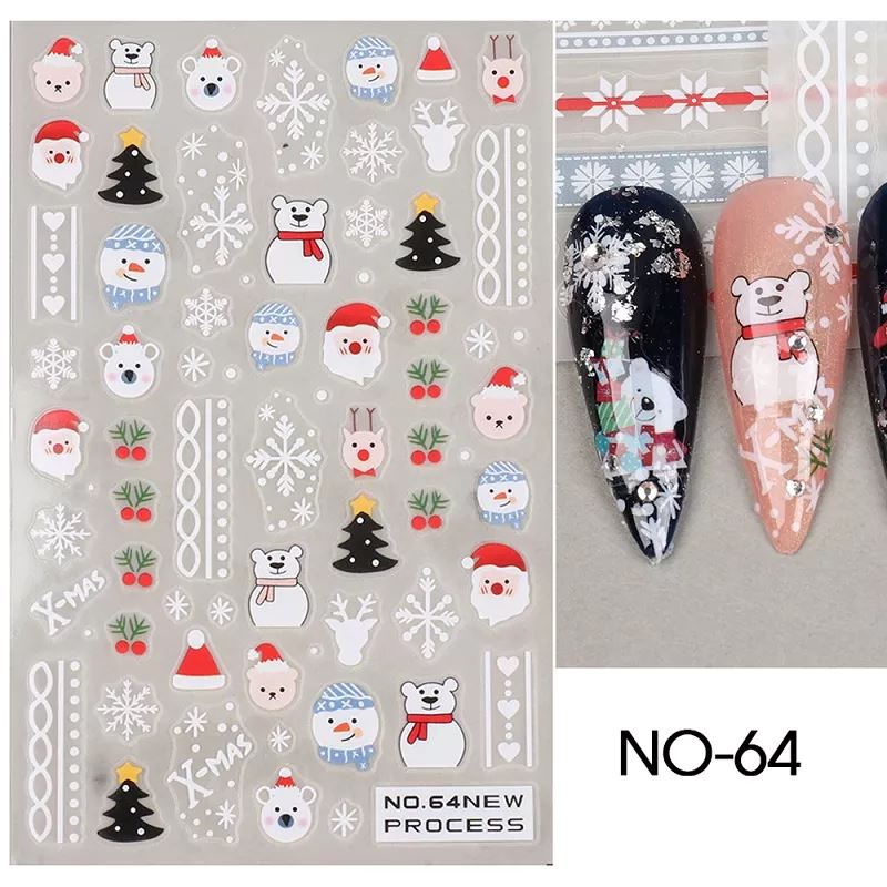 Festive Christmas Nail Art Stickers - Holiday Nail Decals for Women, Self-Adhesive Nail Stickers for Manicure, Perfect for Parties & Gift Giving