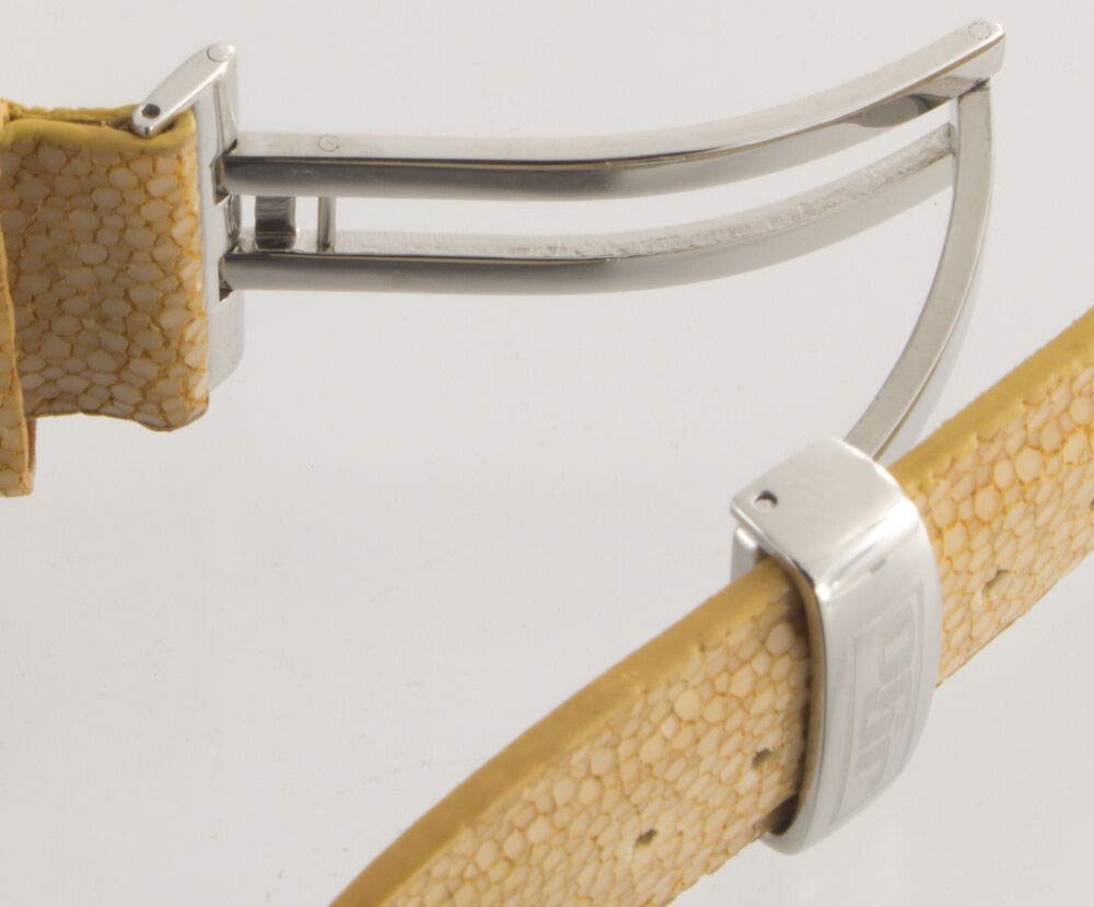 JoJo JoJino 22mm Beige Stingray Leather Watch Band with Silver Stainless Steel Deployment Buckle - Premium Replacement Strap for Men & Women - Perfect for Dress Watches, Business Attire & Formal Occasions