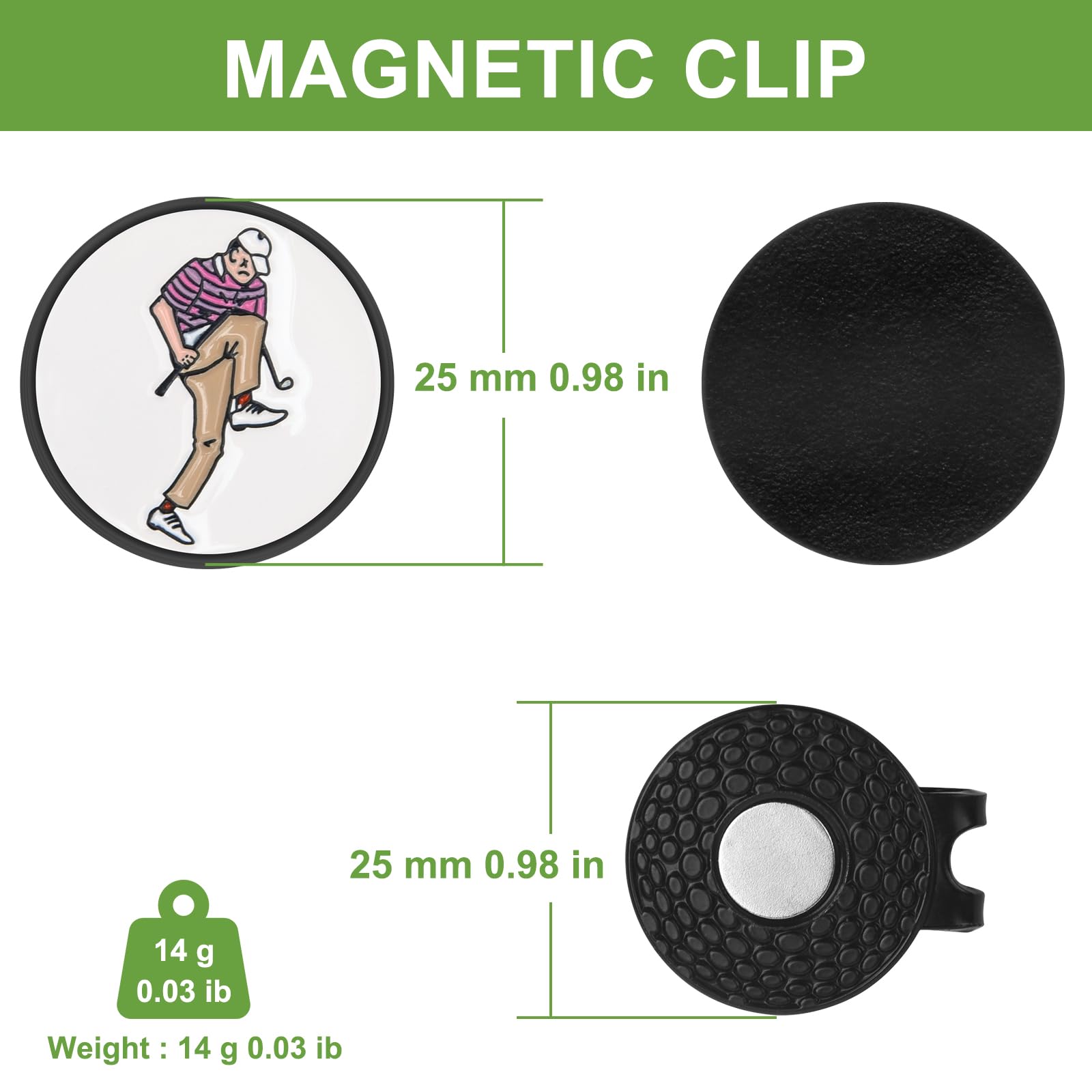 Magnetic Golf Ball Marker with Hat Clip - 25mm Funny Golf Accessories for Men | Perfect Golf Gifts & Tournament Essentials for Players
