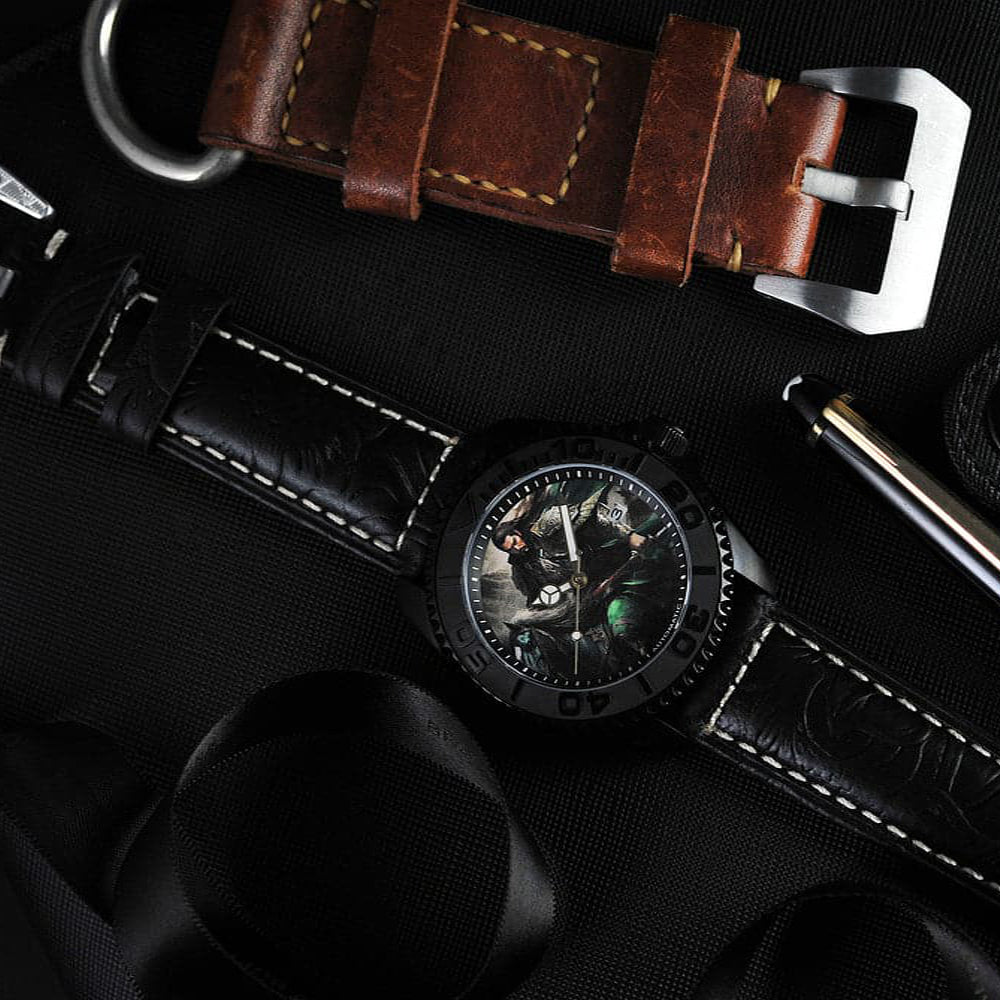 AG Collective The General San Guo Series Black Leather Strap Men's Watch G 8040 SAN GEN - Stylish Vintage Military Watch for Business, Casual & Formal Occasions