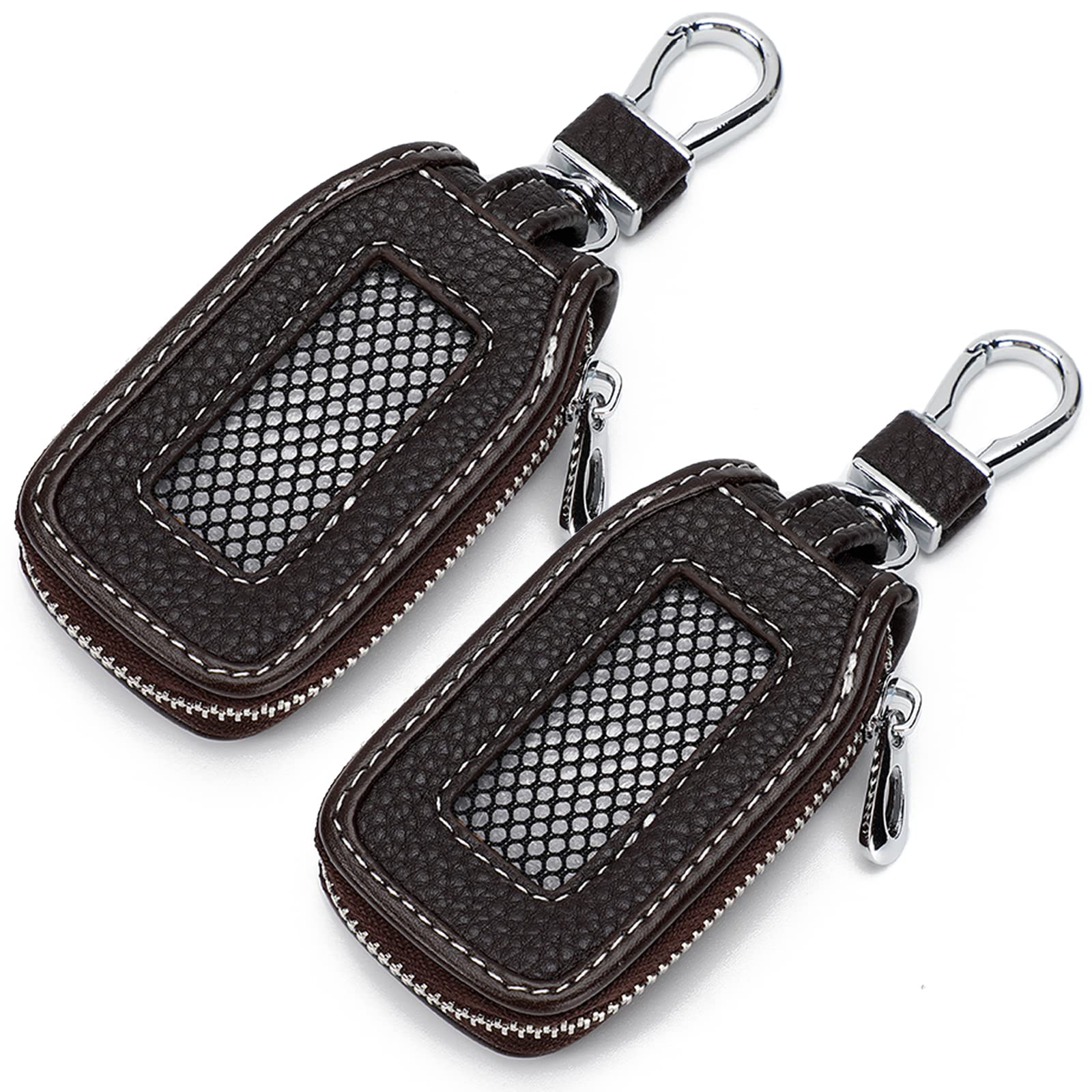 2 Pieces Durable Leather Car Key Chain Case Holder - Key Fob Protector Cover for Car Keys - Perfect for Daily Use, Travel, and Gift Giving