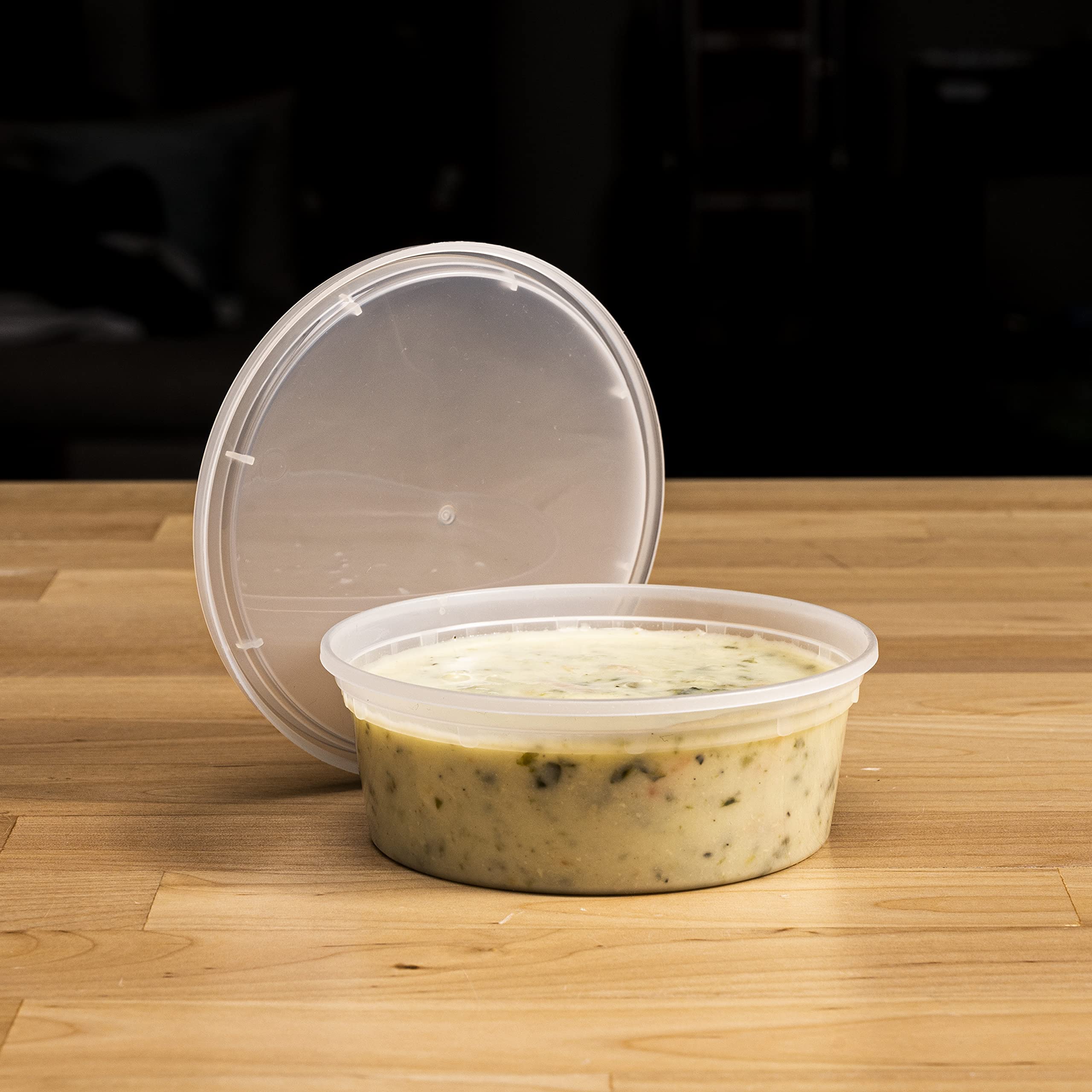 TIYA 16oz Bulk 240 Pack Takeout Food Containers with Lids - Reusable Microwavable & Dishwasher Safe Plastic Storage Containers - Airtight Leak Proof for Soups, Meal Prep, Leftovers & Party Catering - Perfect for Restaurants, Food Delivery & Home Kitchen Organization