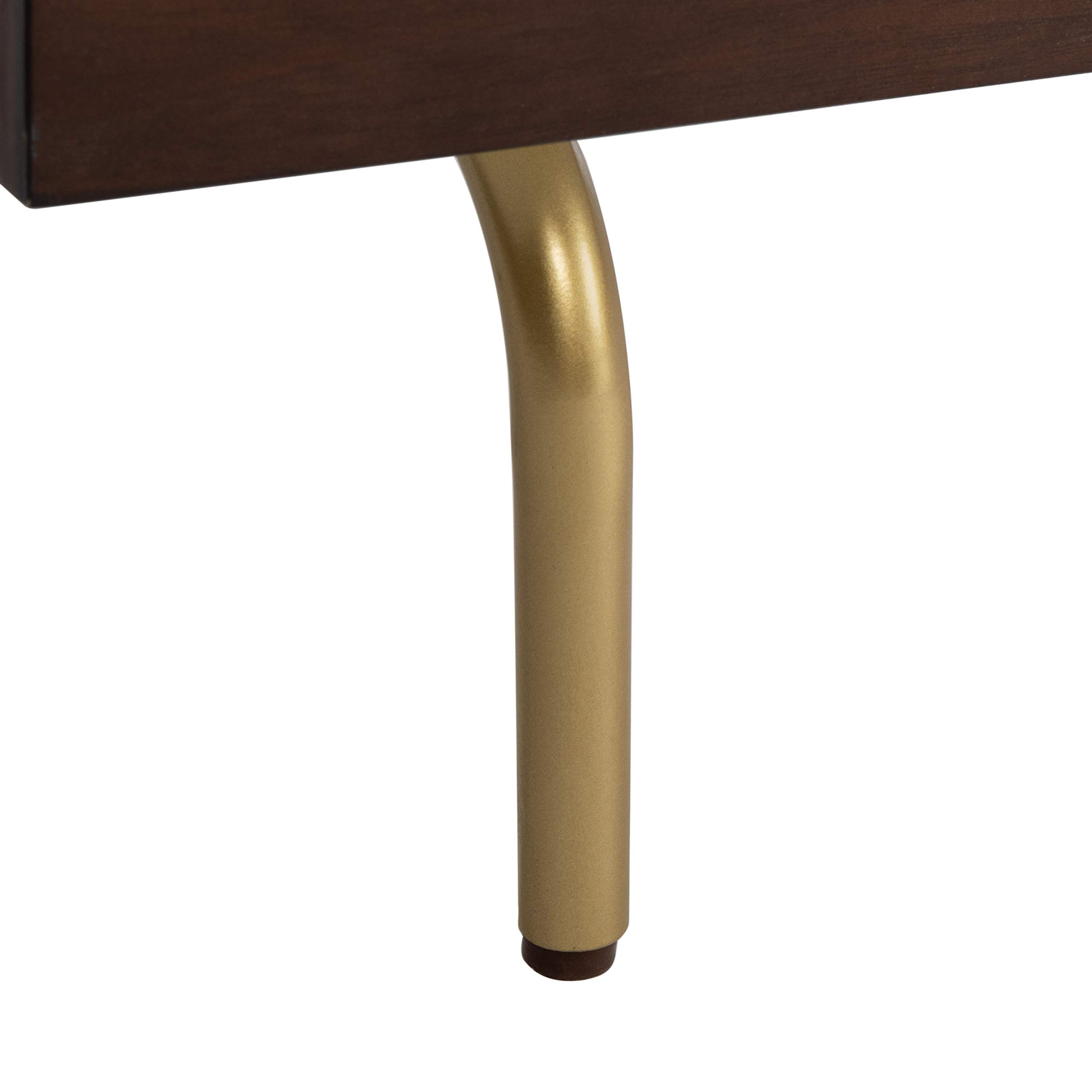 Safavieh Genevieve Mid-Century Modern TV Stand - Walnut & White Storage Media Console for Living Room, Bedroom, Home Theater