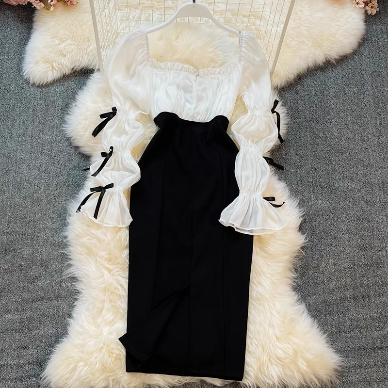 New Spring Mid-Length Open Back Square Collar Dress for Women - Summer 2023 Fashion - Perfect for Beach Vacations, Date Nights & Outdoor Parties