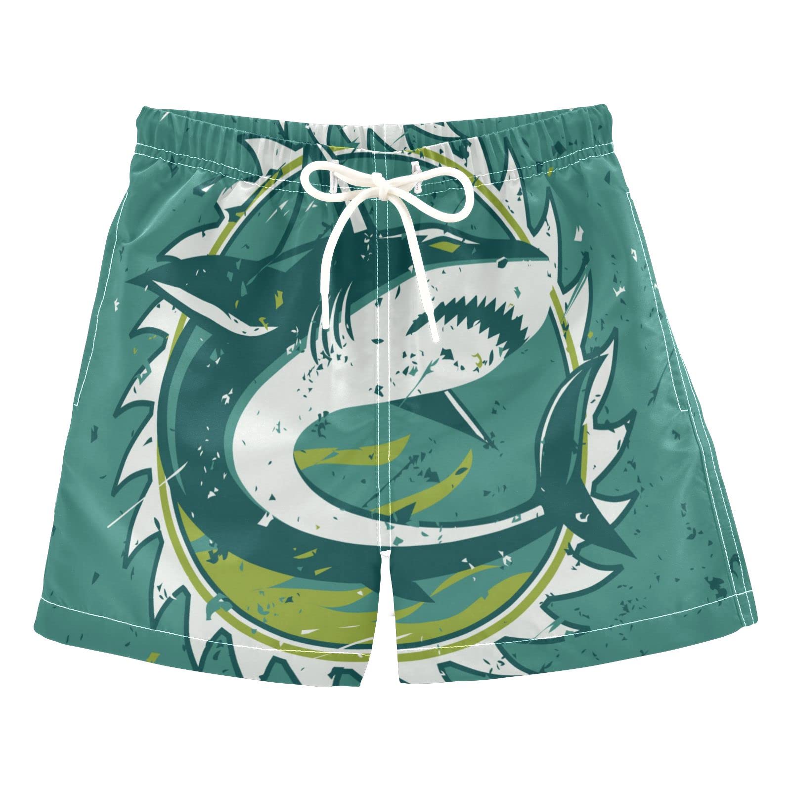 **Boys Shark Hunter Swim Trunks - Quick Dry, Mesh Lining, Adjustable Waist - Perfect for Beach, Pool & Summer Adventures**