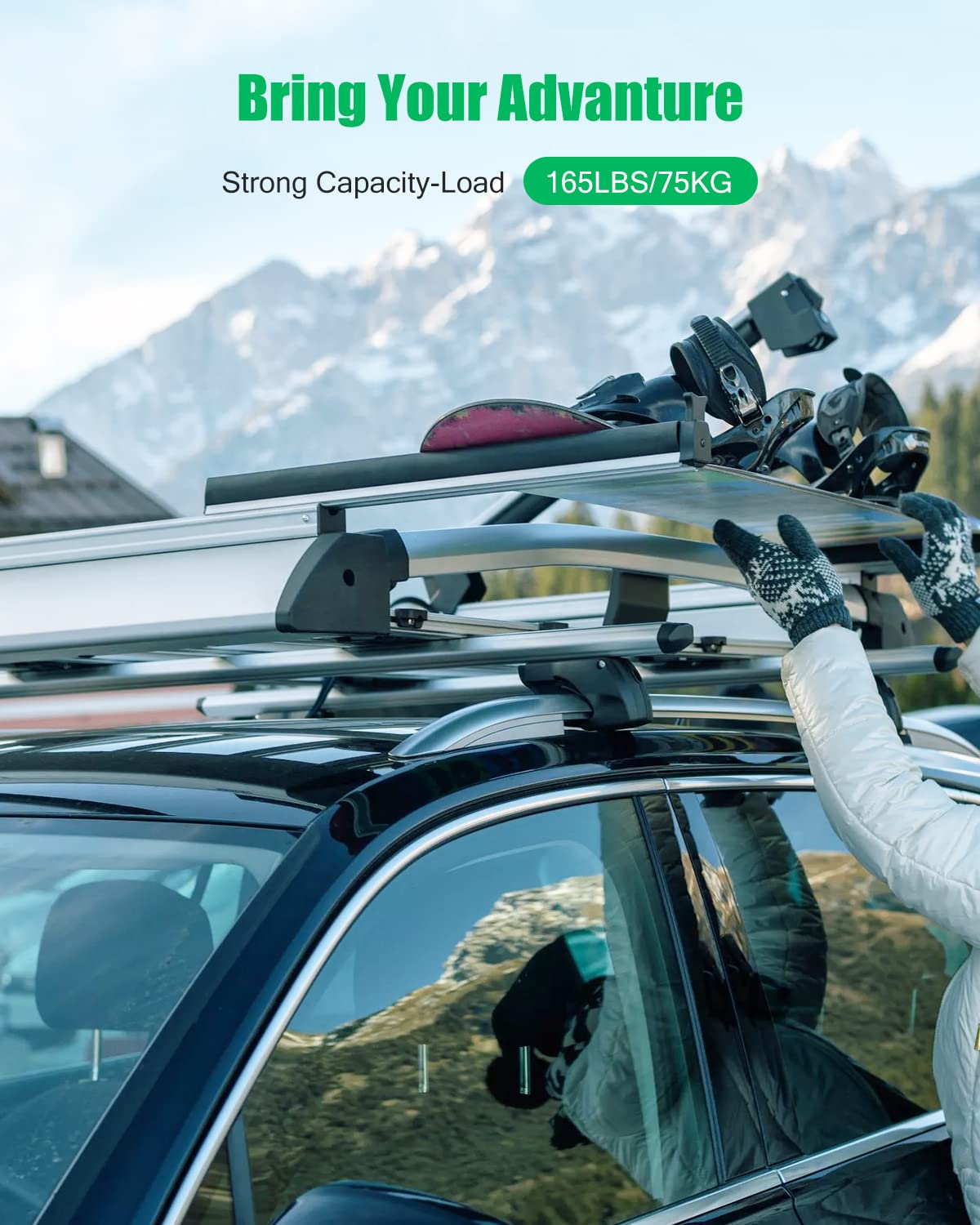 Scitoo Universal Roof Rack Cross Bars - Heavy Duty Aluminum Alloy Luggage Carrier for Mitsubishi Outlander (2013-2017, 2019) - Silver 2-Piece Set - Perfect for Road Trips, Camping Gear & Outdoor Adventures