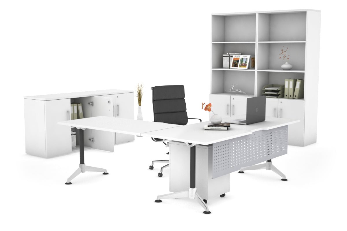 Premium L-Shaped Corner Executive Office Desk - Blackjack [1800L x 1800W with Cable Management] for Home Office & Workspace Setup