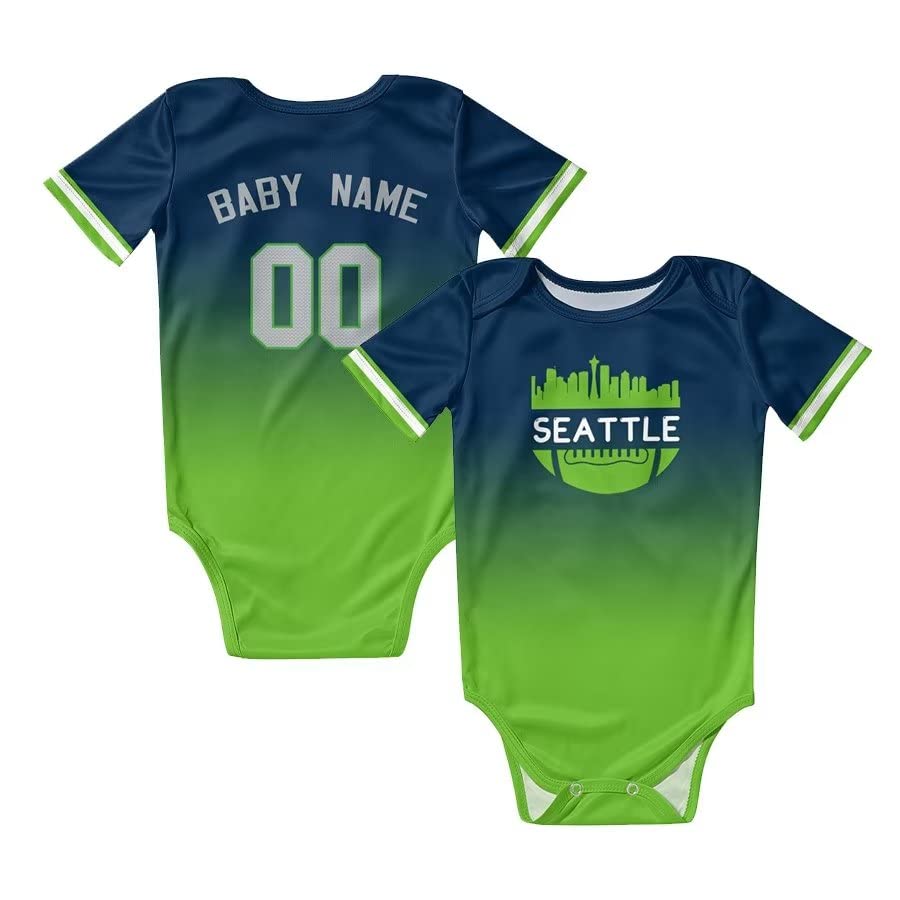 Custom Baby Football City Skyline Outfit - Personalized Name & Number Gradient Football Clothes for Boys & Girls - Perfect Fan Gifts for Game Day & Birthday Parties