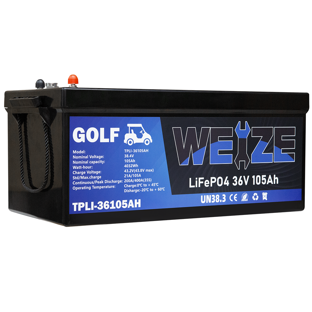38.4V 105Ah LiFePO4 Deep Cycle Golf Cart Battery with Bluetooth - 4032Wh Lithium Iron Phosphate Battery for Golf Carts, Electric Vehicles & Solar Power Storage - Long Lasting & High Performance