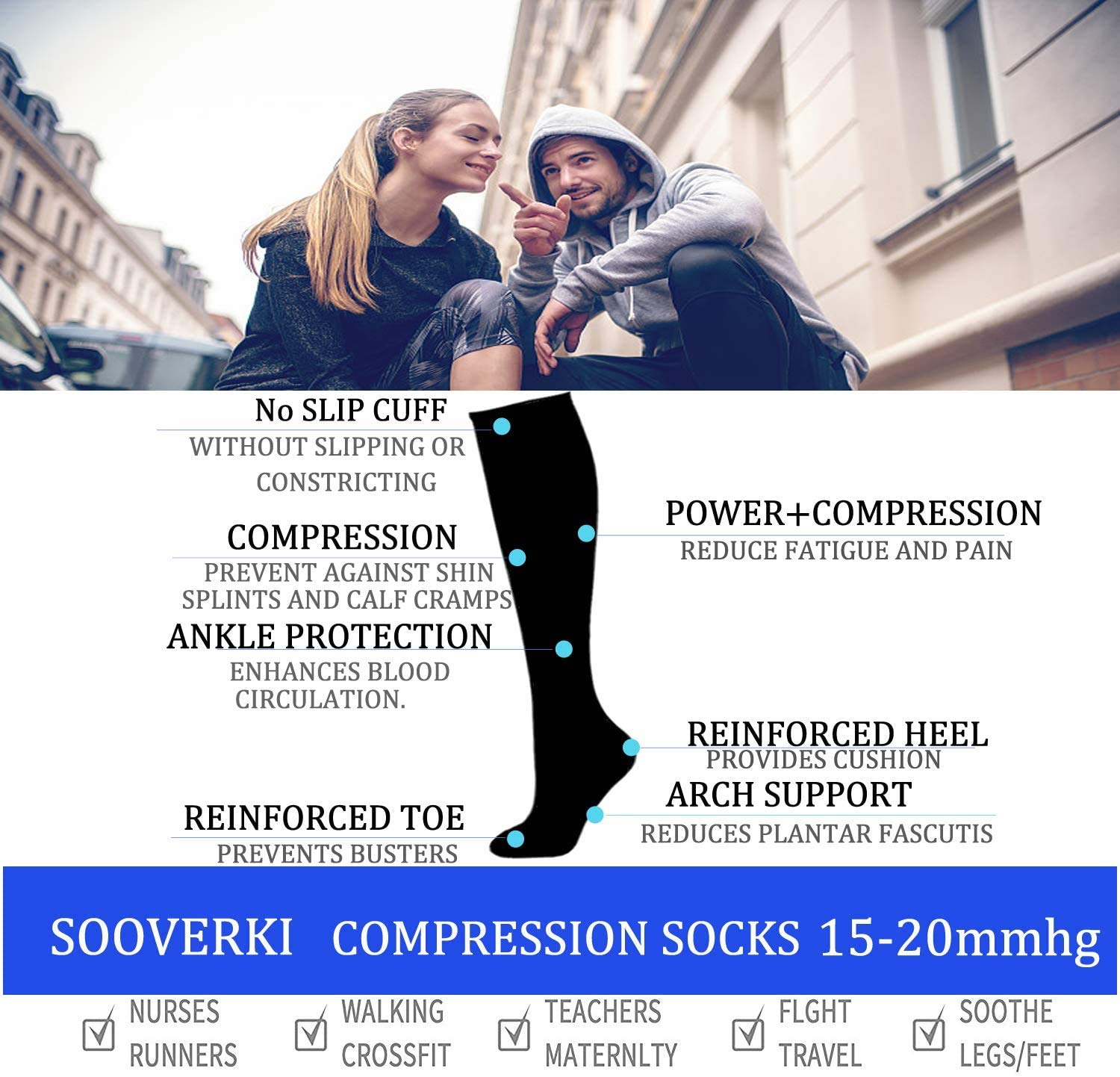 8 Pairs Graduated Copper Compression Socks 15-20mmHg for Men & Women - Improve Circulation for Running, Cycling & Athletic Performance - Perfect for Workouts, Travel & Recovery