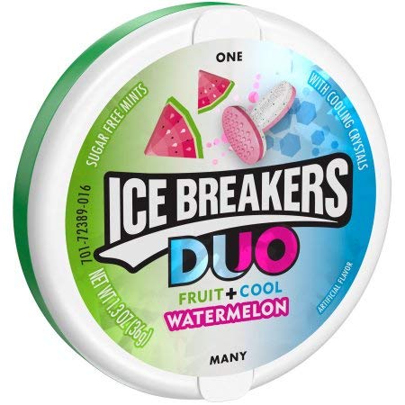 ICE BREAKERS DUO Watermelon Flavored Sugar Free Mints - Pack of 36 (1.2 oz) - Fresh Breath for Work, School & Social Events