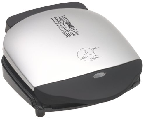 George Foreman Indoor Electric Grill - 4-Serving Nonstick Plate, Silver - Perfect for Quick & Healthy Meals, Paninis, Burgers & More