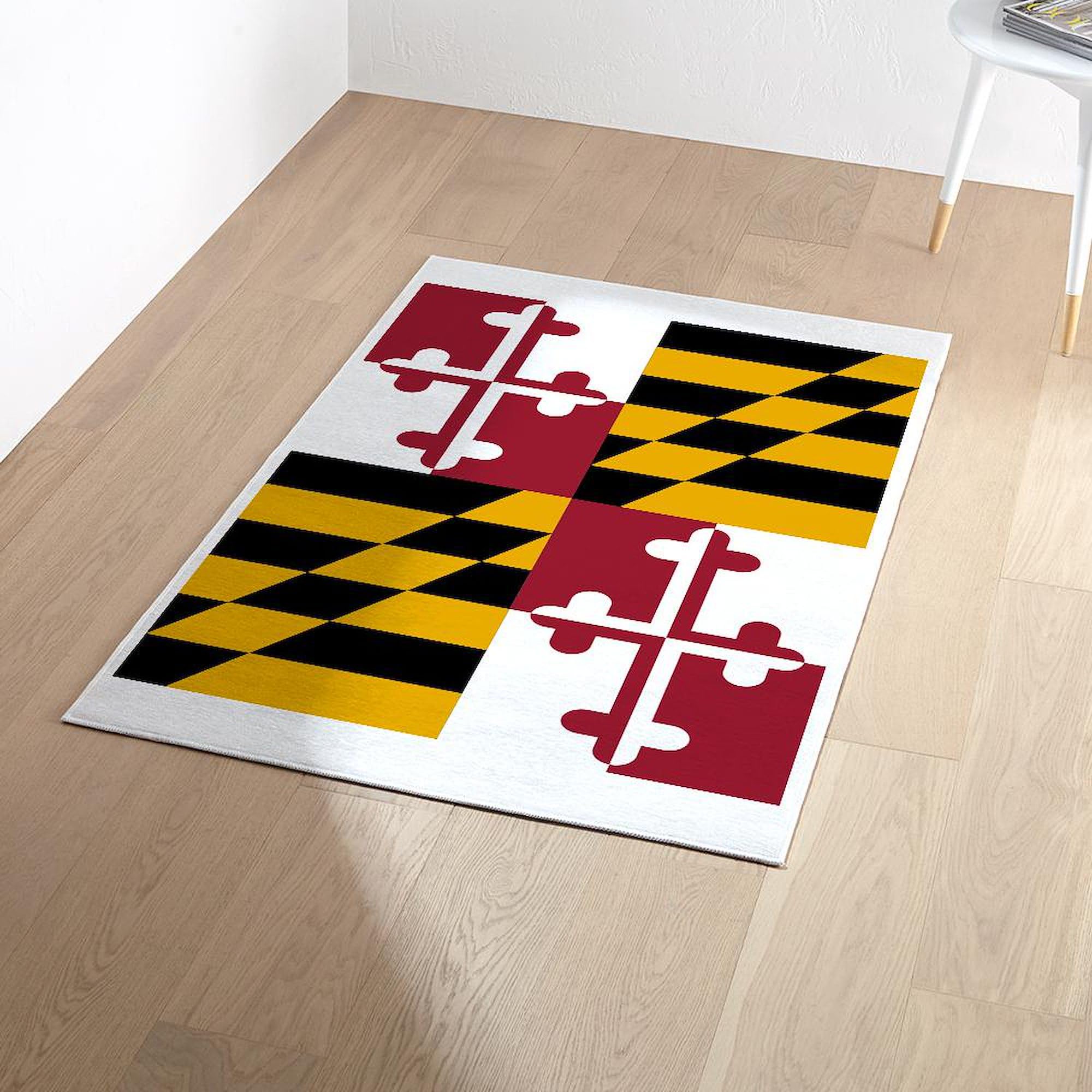 Maryland State Flag 3'X5' Decorative Area Rug - Non-Slip Fabric Throw Rug for Living Room, Bedroom & Dorm Decor