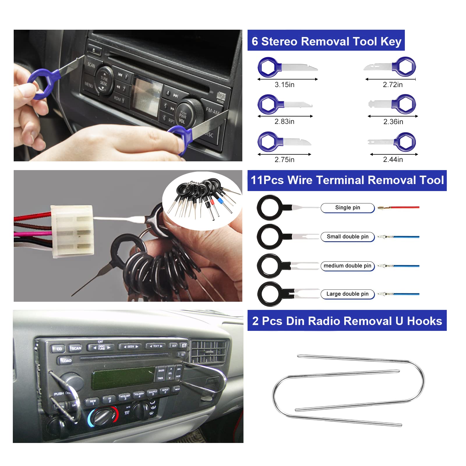 250Pcs Car Trim Removal Tool Kit - Pry Tool Set for Auto Clip Pliers, Panel, Door, Radio, Dash, Window & Bumper | Adhesive Cable Clips Retainer Clip Set | Terminal & Fastener Remover | Perfect for DIY Auto Repair & Interior Detailing