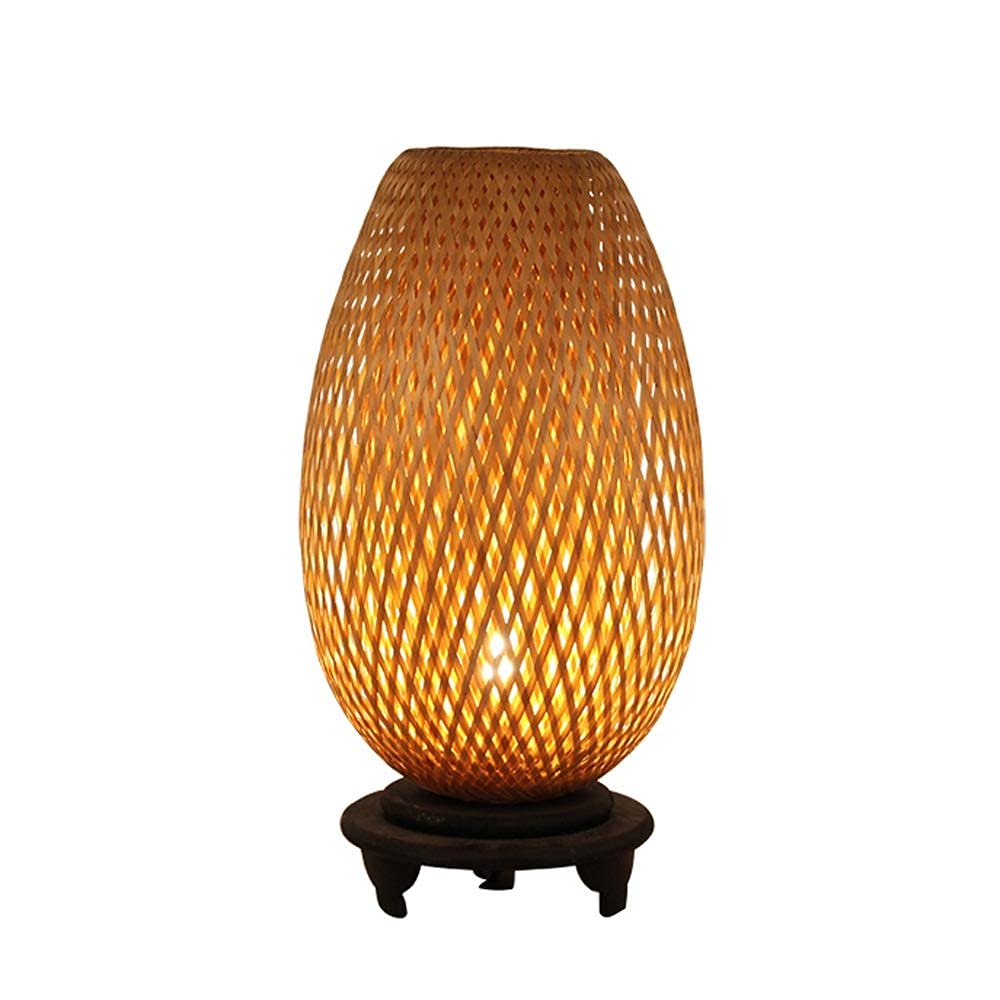HCYY Bamboo Weaving Table Lamp - Modern Nightstand Lamp for Bedroom, Living Room & Office | Soft Ambient Lighting for Reading, Relaxing & Decor