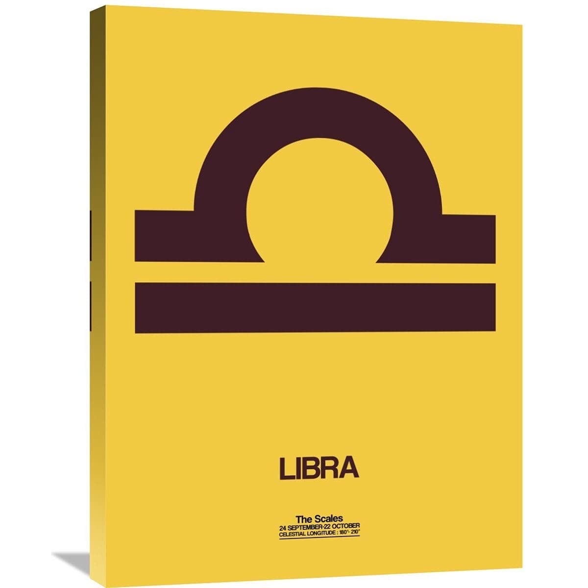Libra Zodiac Sign Brown Canvas Wall Art - Small Framed Home Decor for Living Room, Bedroom & Office | Naxart Studio