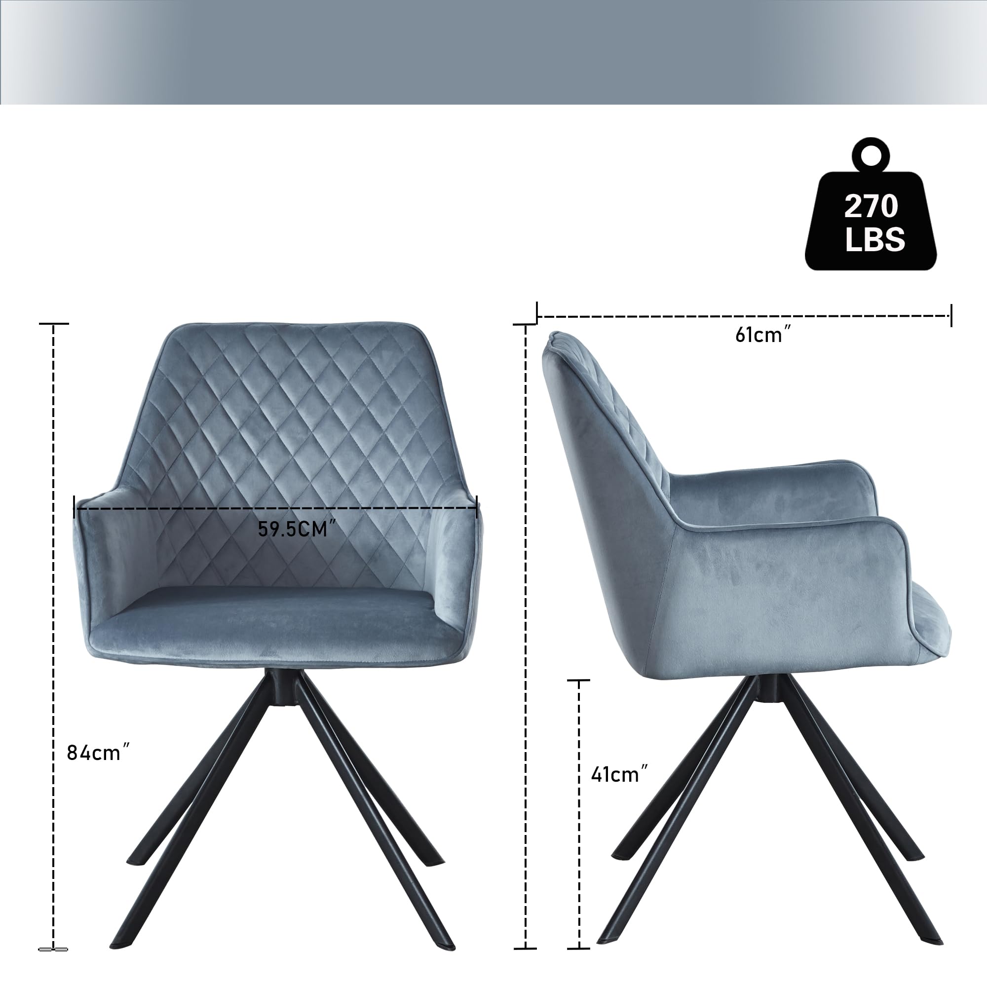 Velvet Upholstered Modern Accent Chair - Blue & Black Dining Chair with Padded Backrest for Kitchen, Living Room & Home Decor - Perfect for Small Spaces, Apartments and Cozy Reading Nooks