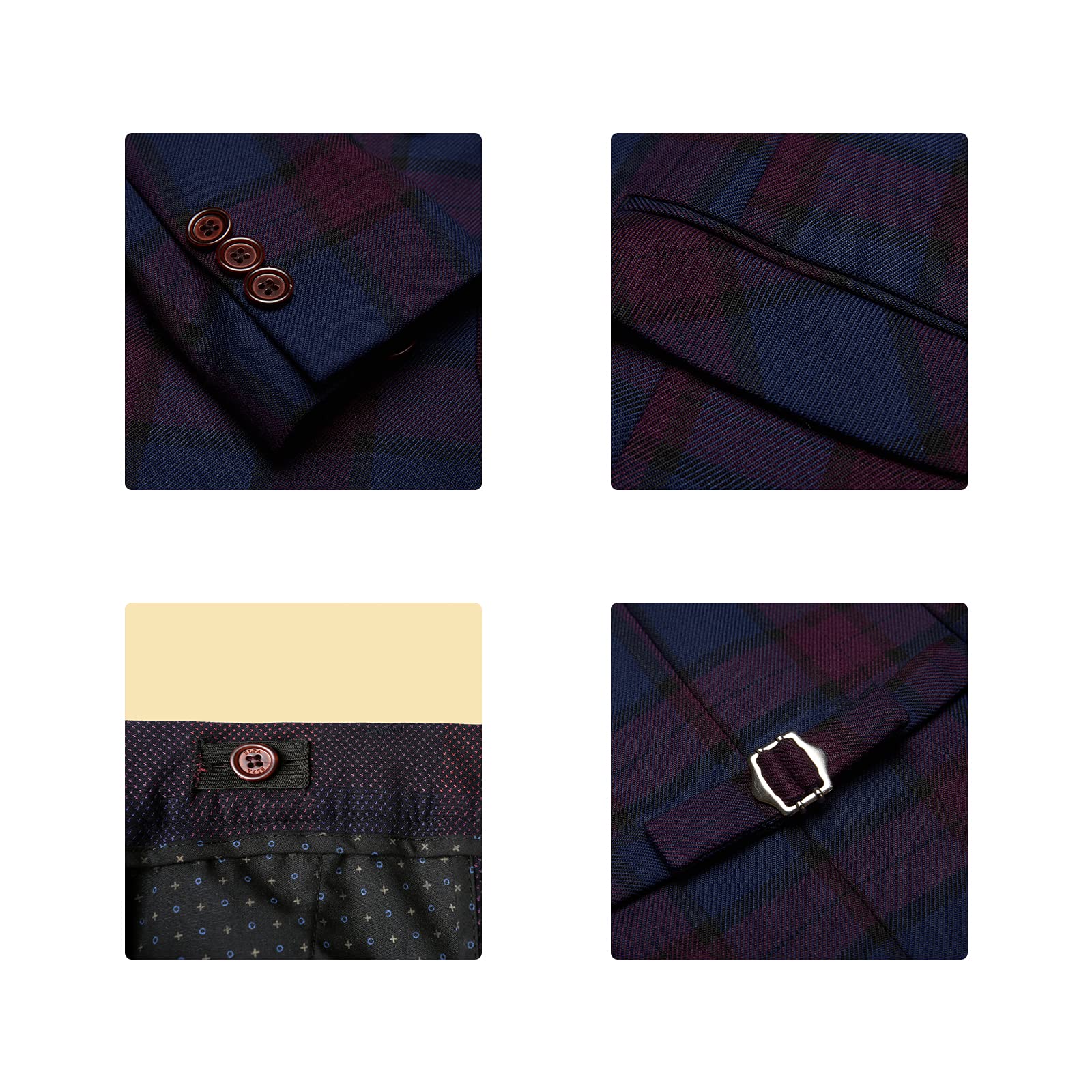 ELPA Boys 7-Piece Plaid Suit Set - Slim Fit Formal Wear for Little Kids & Big Youth - Perfect for Weddings, Parties, and Special Occasions