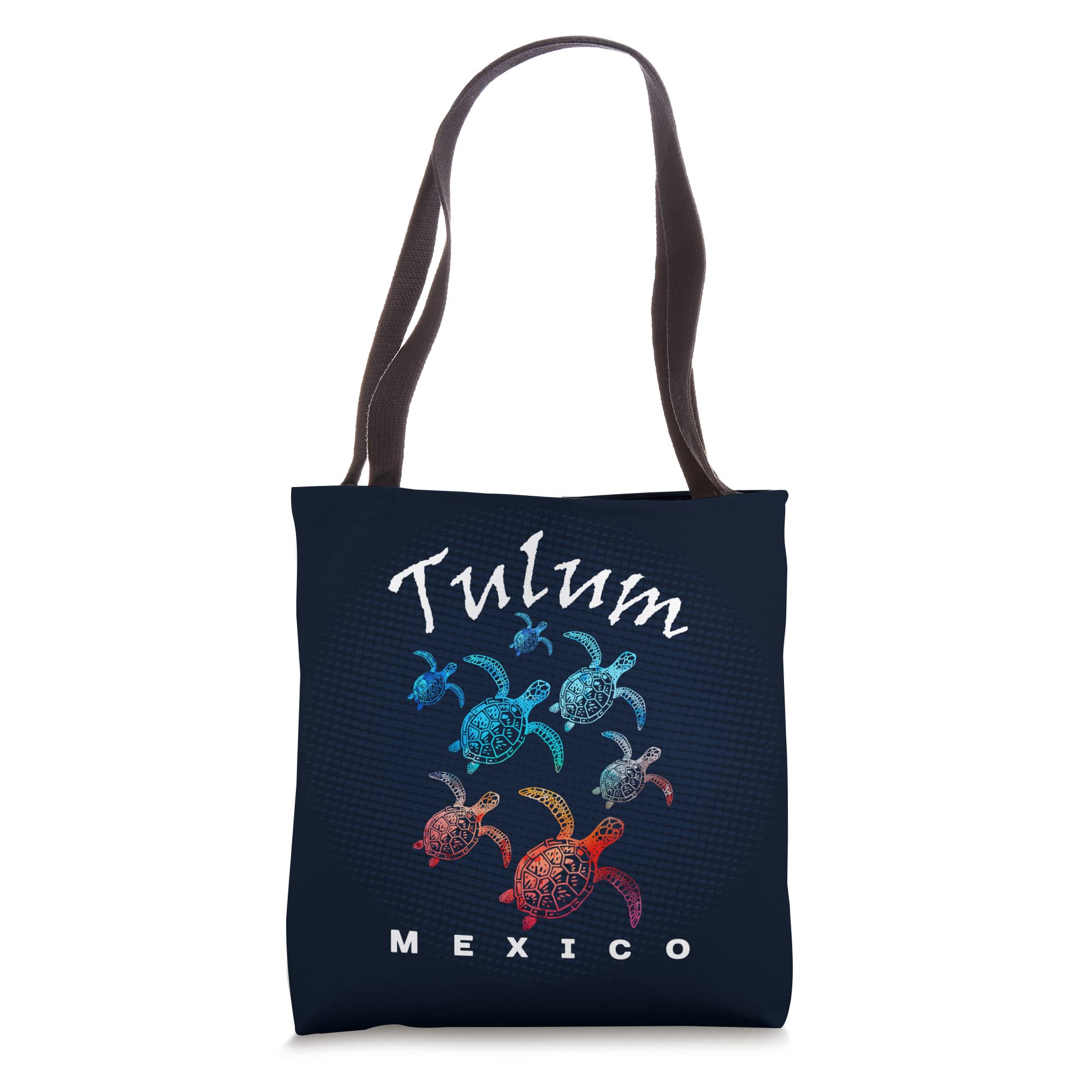 TULUM MEXICO Sea Turtles Beach Vacation Tote Bag - Retro Vintage Canvas Shopper for Travel, Shopping & Beach Day Essentials