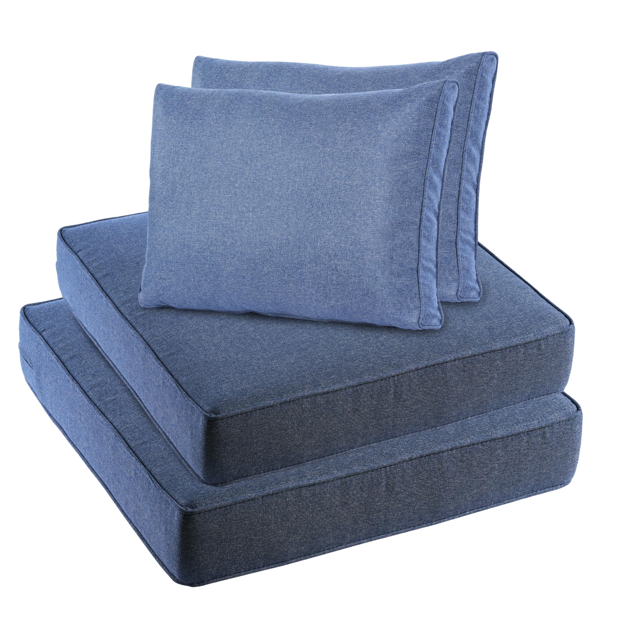 HOOOWOOO 10-Piece Denim Blue Outdoor Cushion Covers Set - Breathable Waterproof Patio Furniture Slipcovers with Zipper for Sofa, Couch & Loveseat - Perfect for Backyard, Poolside & Garden Seating