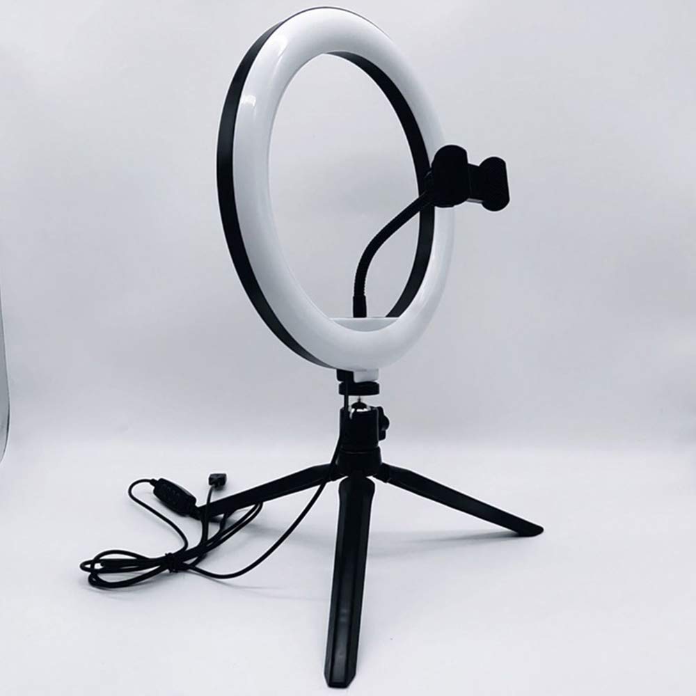 10 Inch LED Ring Light with Adjustable Tripod & Phone Holder - Dimmable Selfie Light for YouTube, TikTok, Live Streaming - 360° Rotation for Perfect Lighting (Ideal for Makeup, Vlogging, Video Calls)