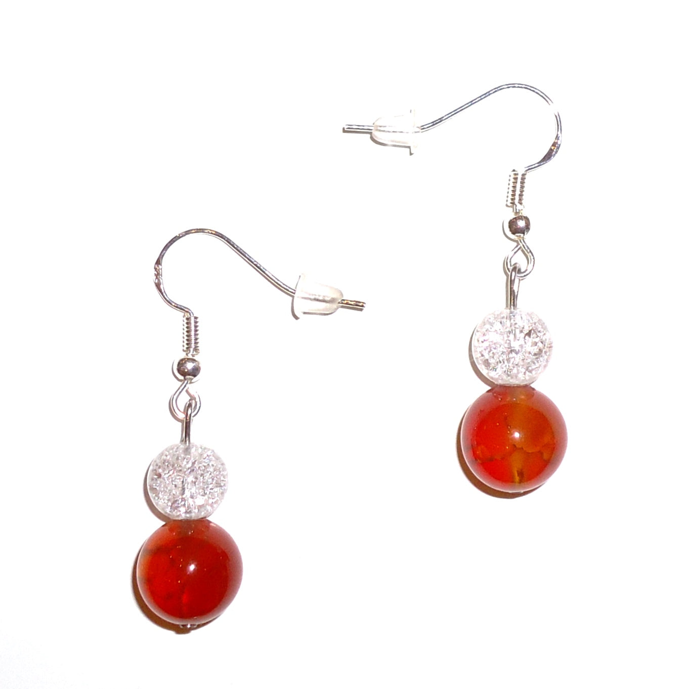 Orange & Crystal Clear Glass Bead Earrings for Women - Elegant Dangle Earrings for Party, Wedding & Special Occasions