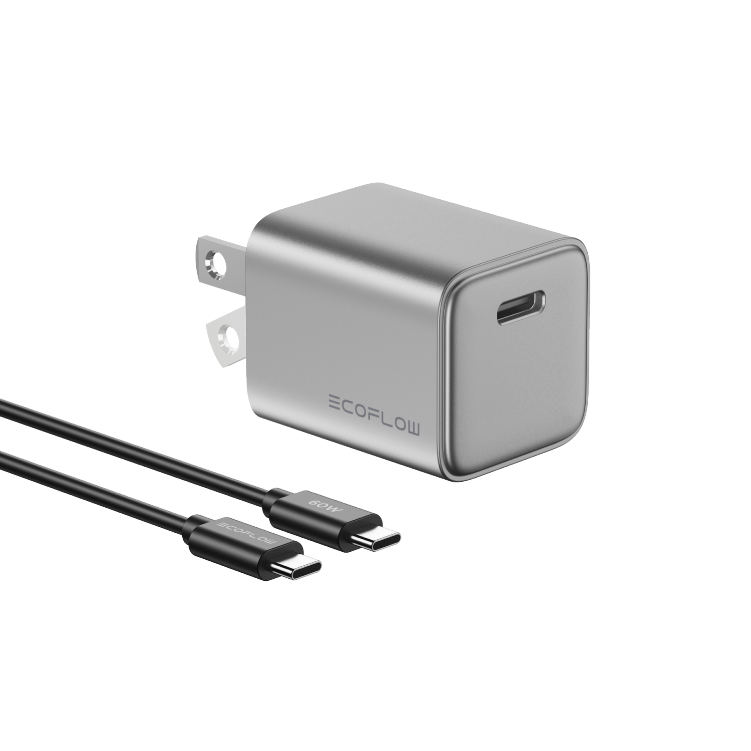 EcoFlow RAPID 30W GaN Fast Charger with 60W USB-C Cable - Compact & Powerful Portable Charger for iPhone, Android, Laptop | Travel, Office, Home Use