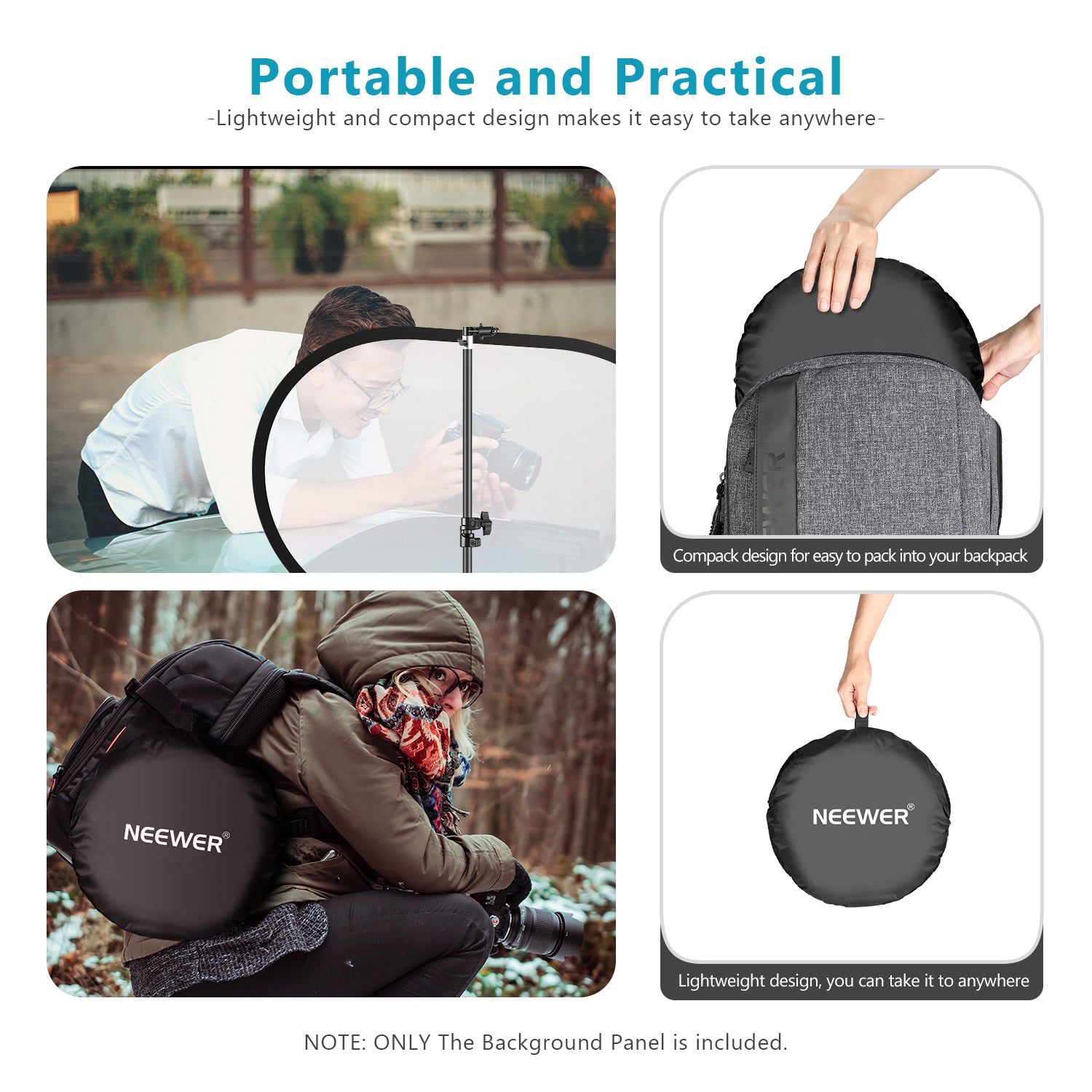 NEEWER 5x7FT / 1.5x2M Collapsible Photography Reflector - Perfect for Portrait, Product, and Studio Lighting (Gold/Silver/White/Black) - Ideal for Indoor & Outdoor Photo Shoots, YouTube Videos, and Professional Photography
