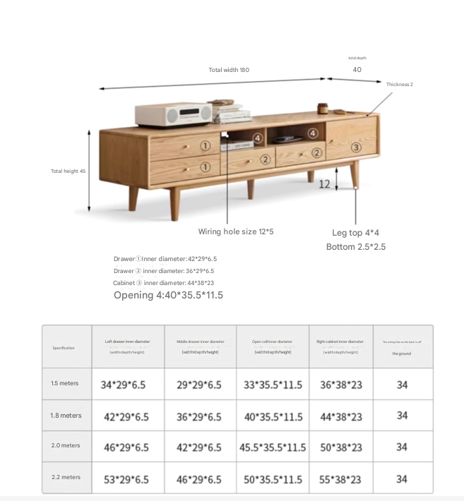 Solid Oak Wood Scandinavian TV Stand with Storage - Modern Living Room Entertainment Center for TV, Gaming & Media Storage