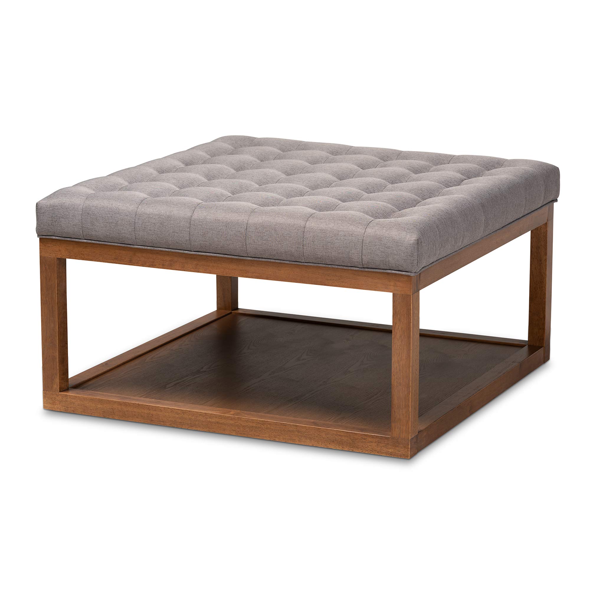 Baxton Studio Modern Ottoman with Storage - Grey/Walnut Finish - Perfect for Living Room, Bedroom or Office - Multi-Functional Footrest and Seat