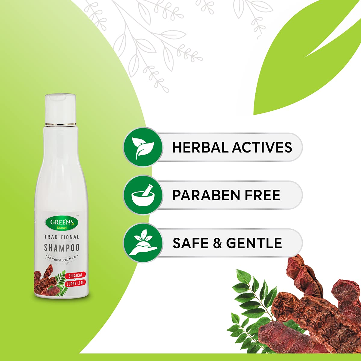 Green's Concept Organic Amla & Vetiver Shampoo (200ml) + Shikakai & Curry Leaf Shampoo (200ml) Set - Ayurvedic Hair Care for Smooth & Strong Hair - Natural Herbal Shampoo for Dry, Damaged Hair & Scalp Health - Daily Use for Women & Men