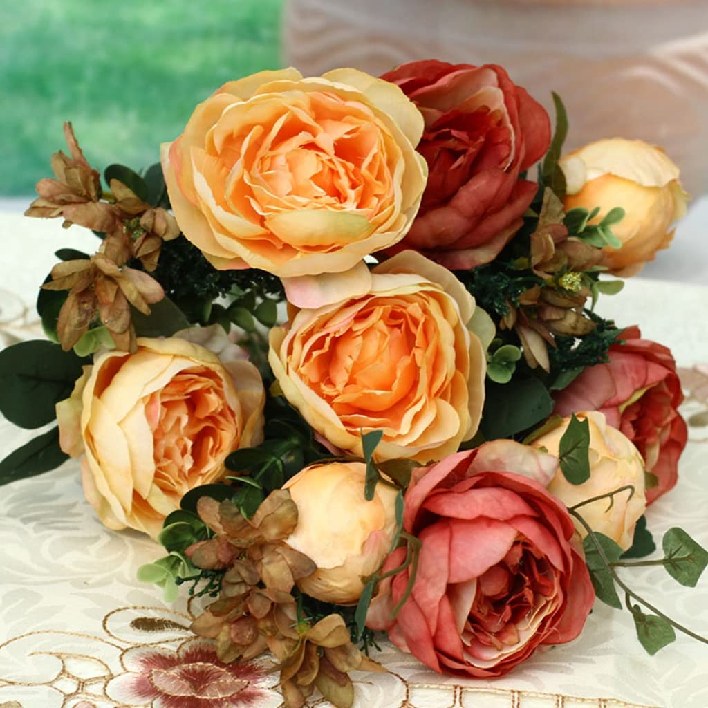 JYDQM Artificial Silk Flower Bouquet Set - Elegant Home Decor for Living Room, Dining Table, Wedding Centerpiece | Realistic Floral Arrangement for Housewarming, Party & Office Decor