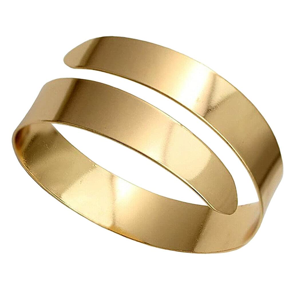 Punk Spiral Upper Arm Cuff Bangle Bracelet - Gold Gothic Jewelry for Women, Perfect for Concerts, Parties, and Halloween Costumes