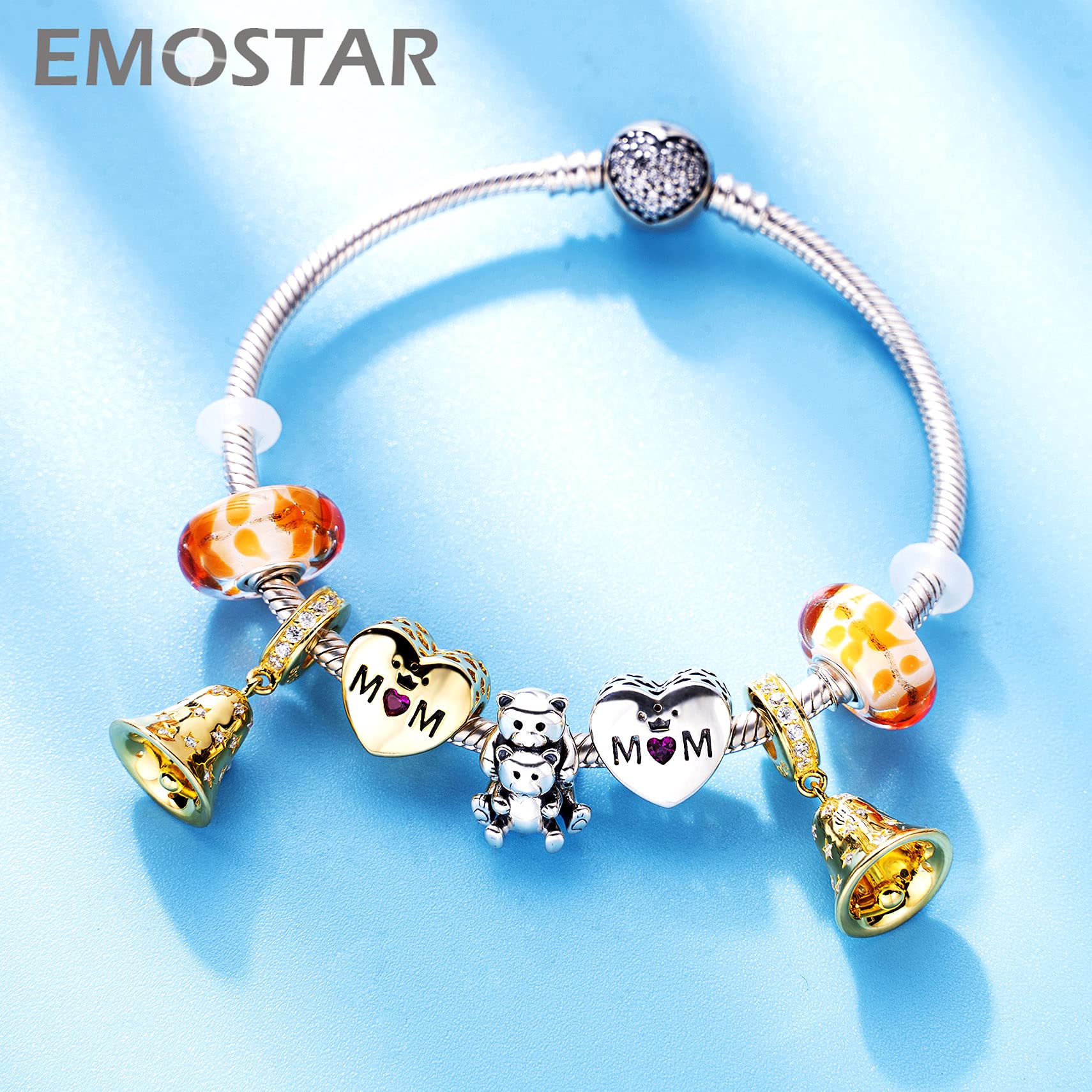 EMOSTAR Sterling Silver Family Theme Charms - Mother Father Daughter Son, Nana, Wife Husband, Godmother, Mom Crown & Sister Heart Beads | Perfect Gift for Mother's Day, Father's Day & European Bracelet Lovers | Ideal for Family Reunions, Anniversary Gifts & Special Occasions