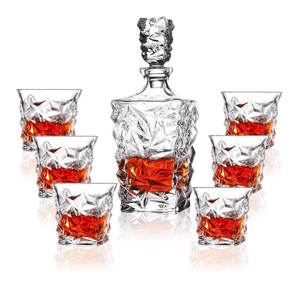 Premium Lead-Free Crystal Wine Decanter Set with 4 Sophisticated Glasses - Ideal for Whisky, Scotch, Bourbon & Rum - Perfect for Dinner Parties, Gifts & Home Bars